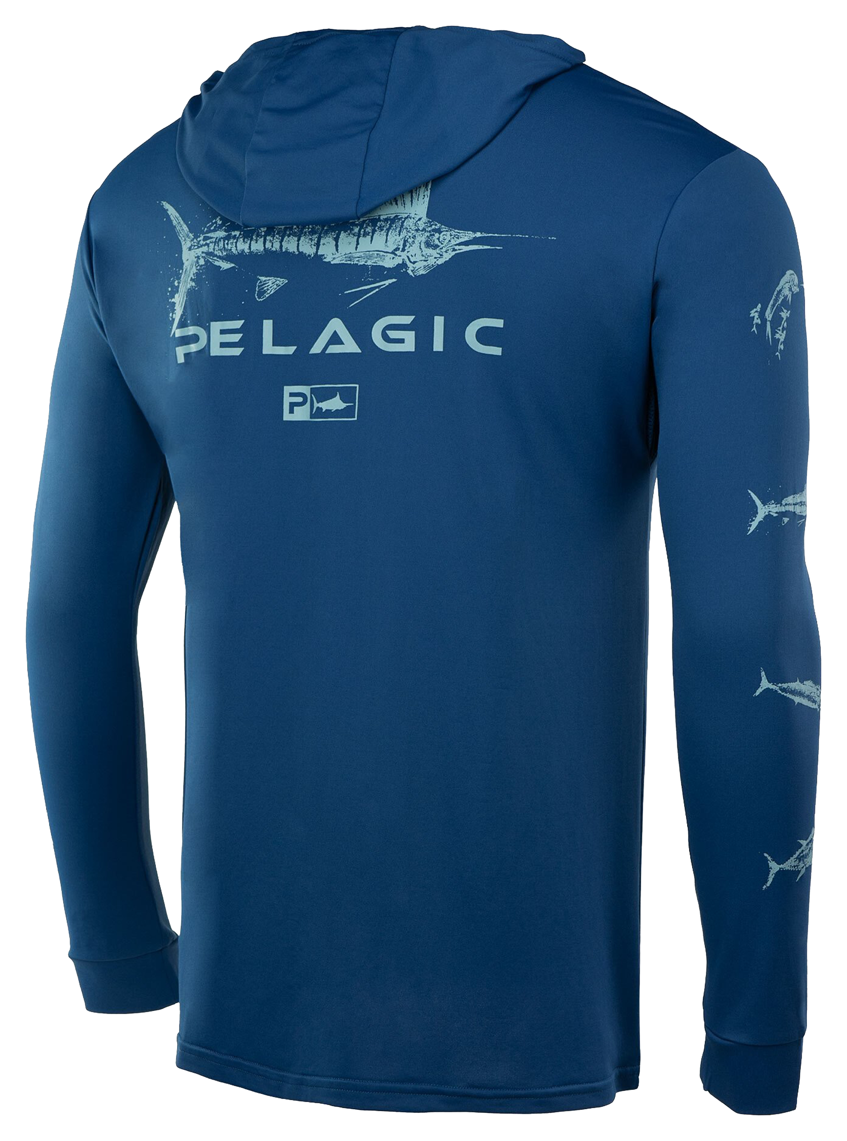 Pelagic Aquatek Gyotaku Long-Sleeve Fishing Hoodie for Men - Smoke Blue - X