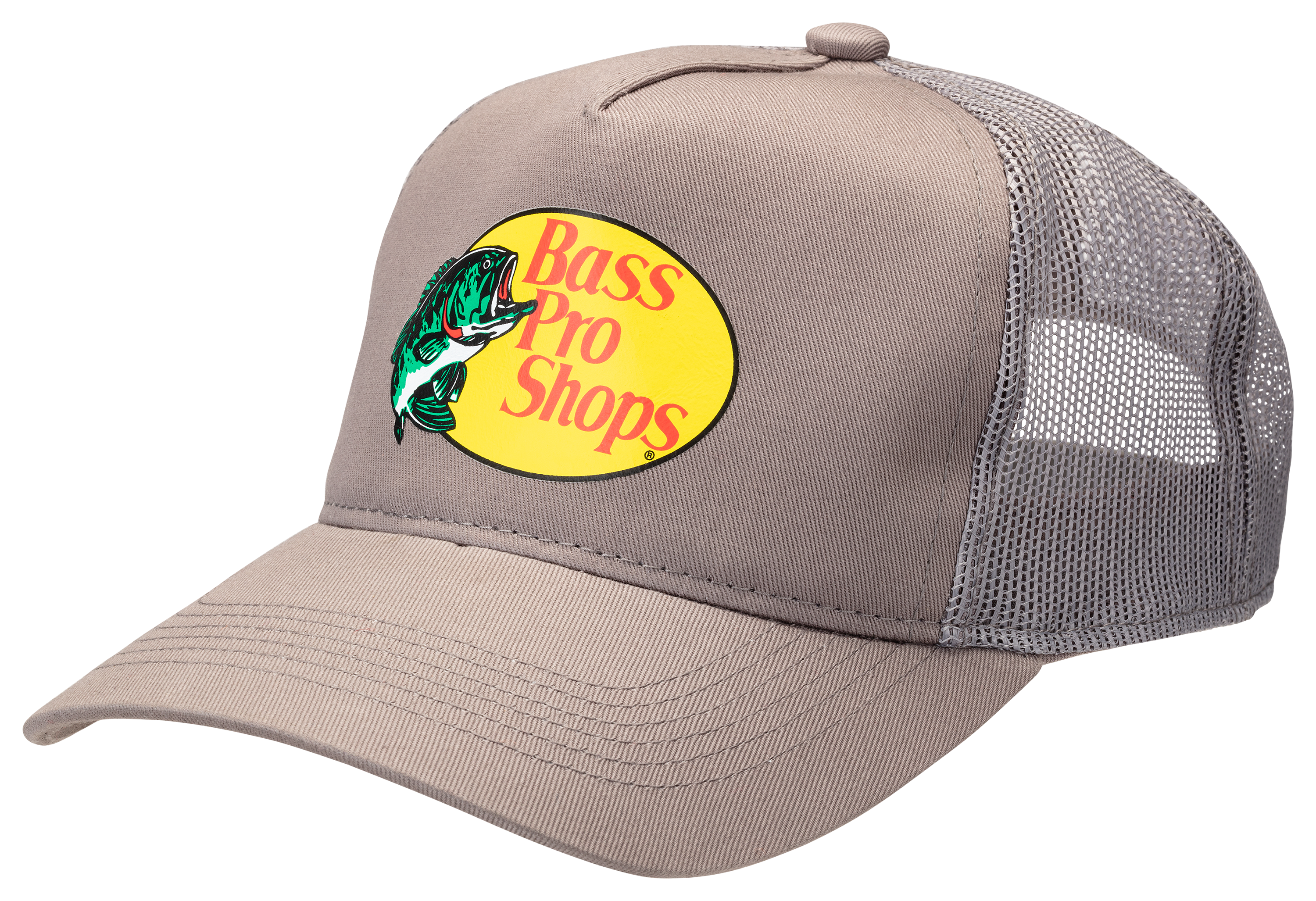 Bass Pro Shops Outdoor Hat Mesh Cap Fishing SnapBack khaki Tan Brown Logo