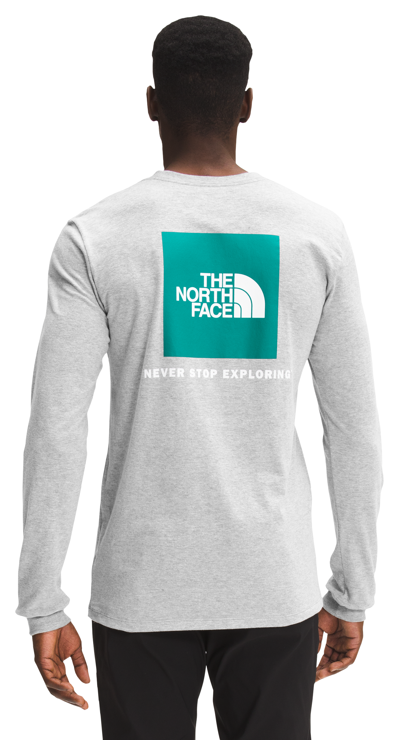 The North Face Box NSE Long-Sleeve Shirt for Men - TNF Light Grey Heather/Porcelain Green - L