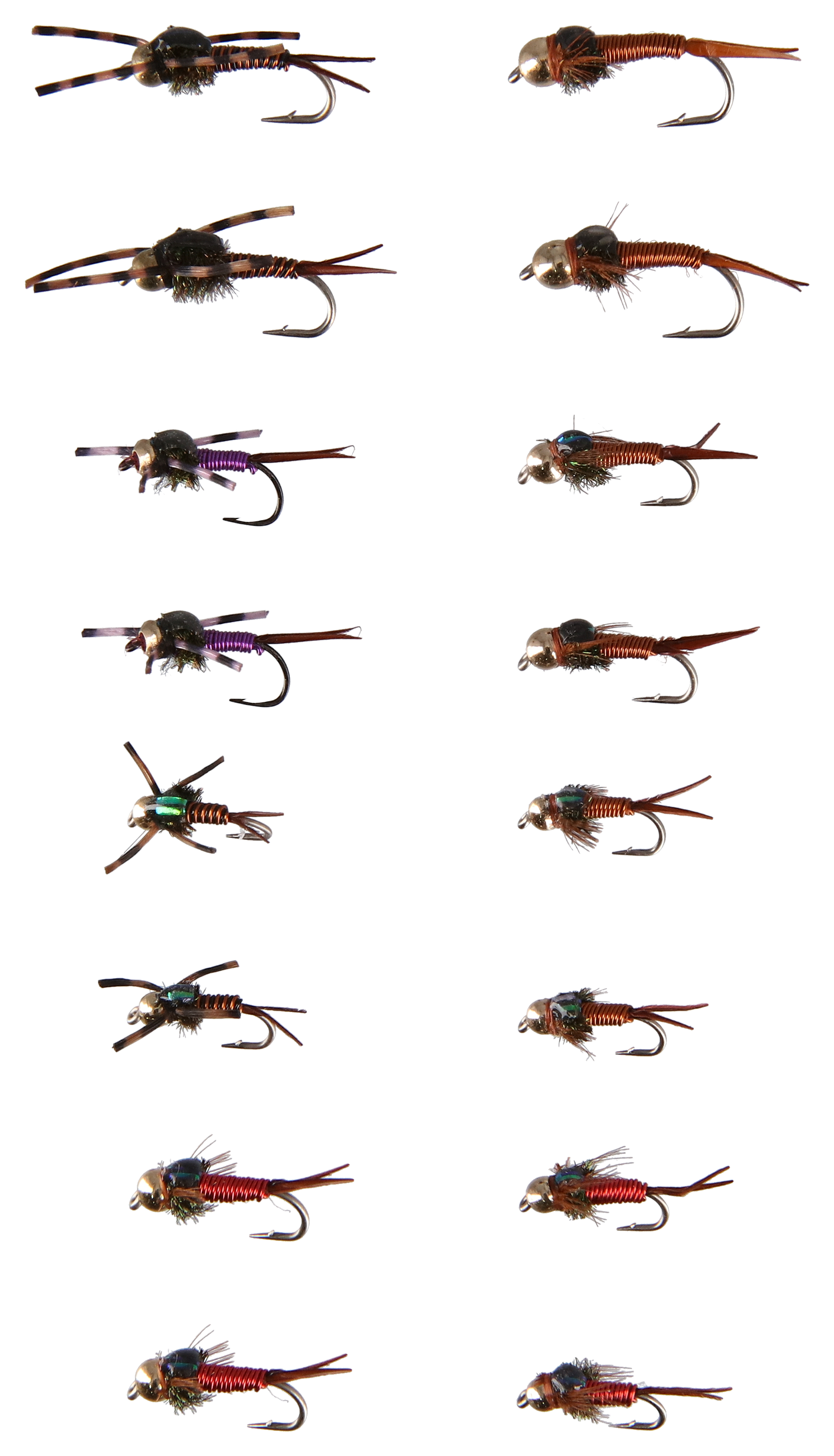 WHITE RIVER FLY SHOP Copper Body Nymph 16-Pack Fly Assortment