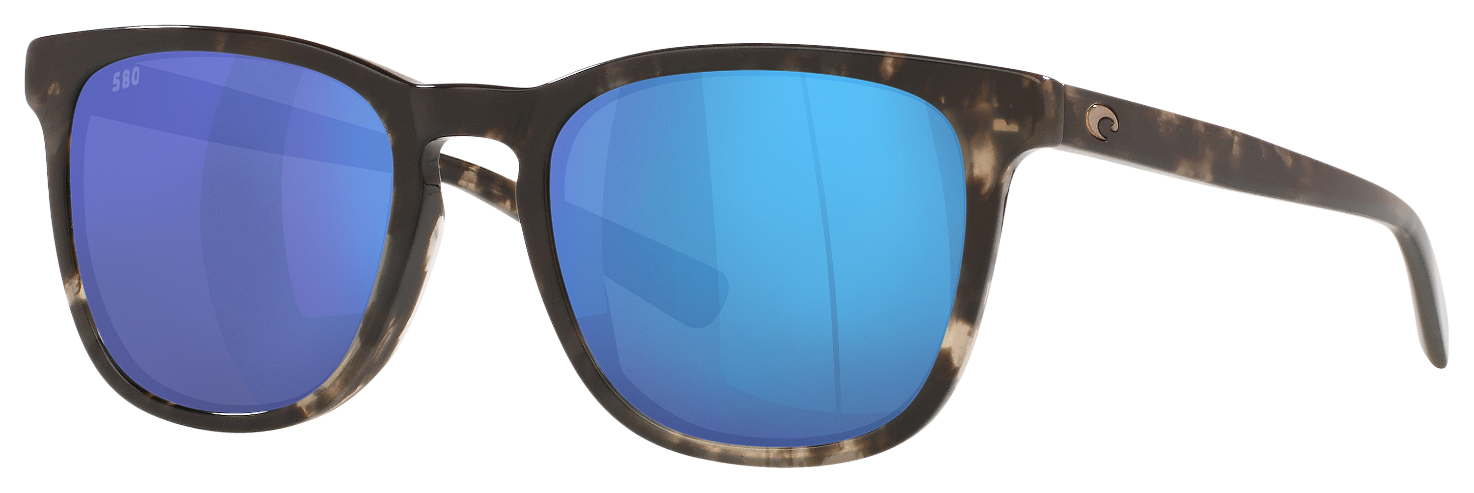 Image of Costa Del Mar Sullivan 580G Glass Polarized Sunglasses - Shiny Black Kelp/Blue Mirror - Medium