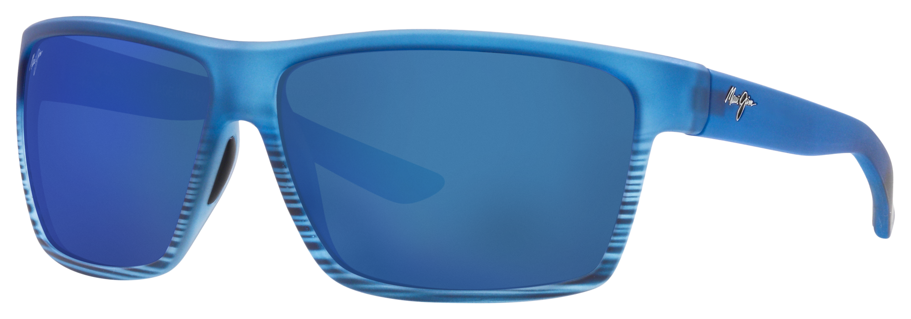 Image of Maui Jim Alenuihaha Glass Polarized Sunglasses - Blue Black Stripe/Blue Hawaii Mirror - XX-Large