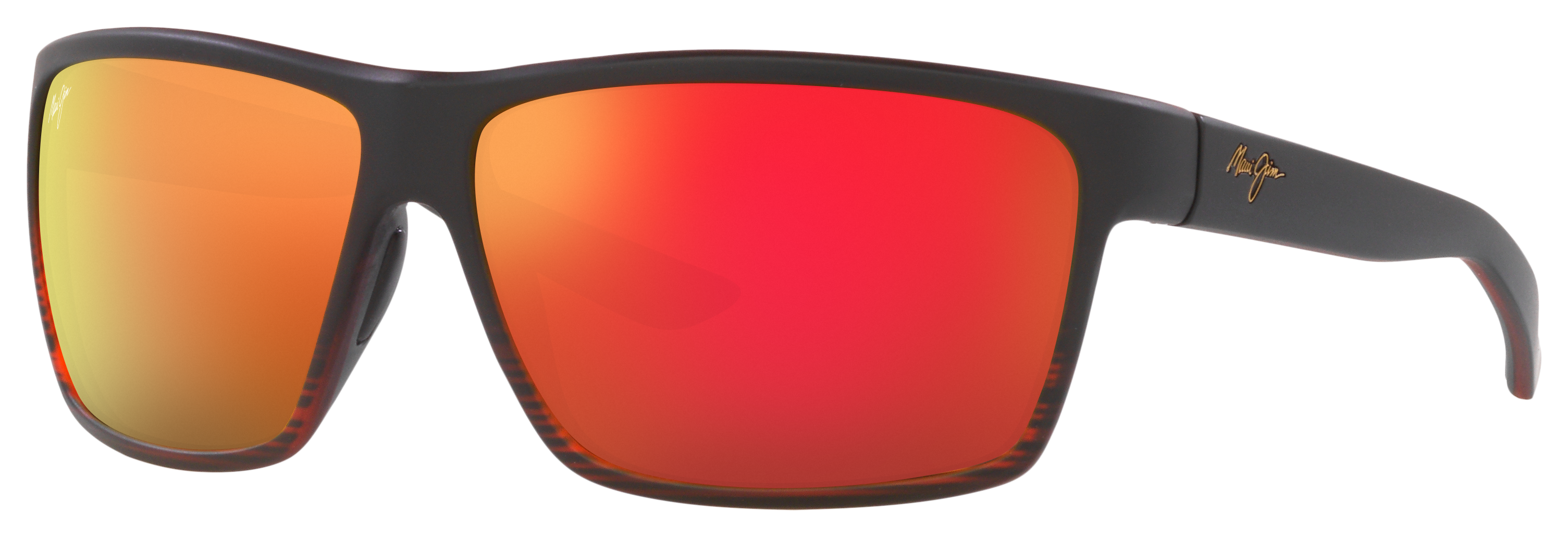 Image of Maui Jim Alenuihaha Glass Polarized Sunglasses - Burgundy Stripe/Hawaii Lava Mirror - XX-Large