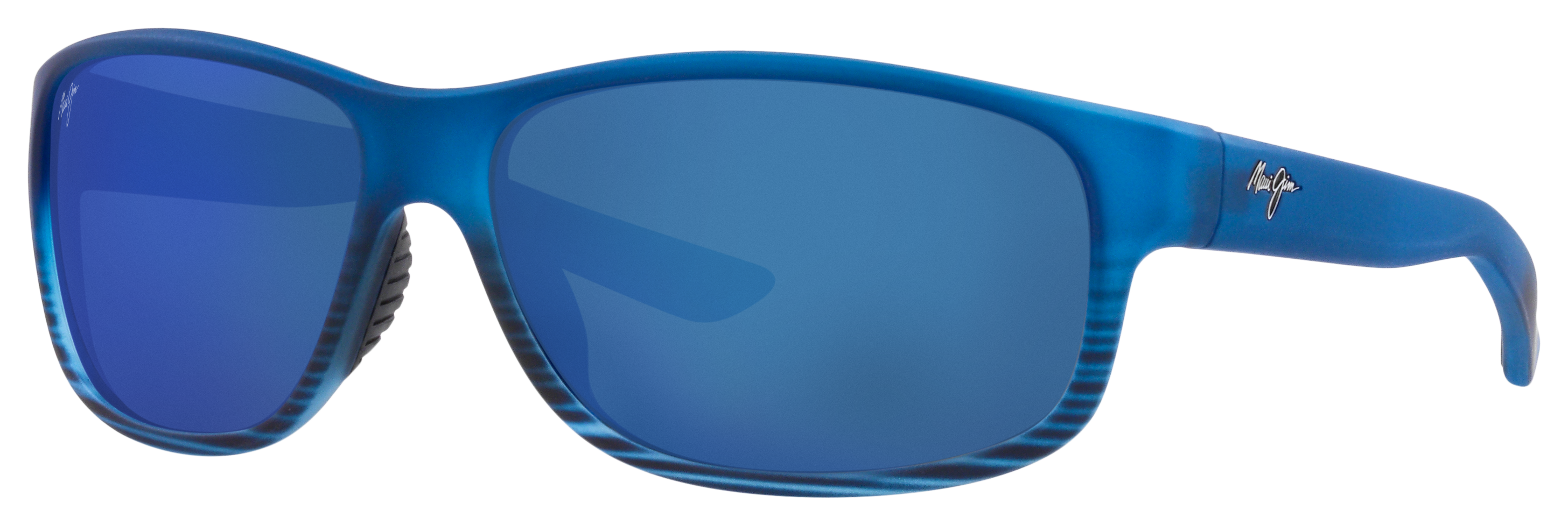 Image of Maui Jim Kaiwi Channel Glass Polarized Sunglasses - Blue Black Stripe/Blue Hawaii Mirror