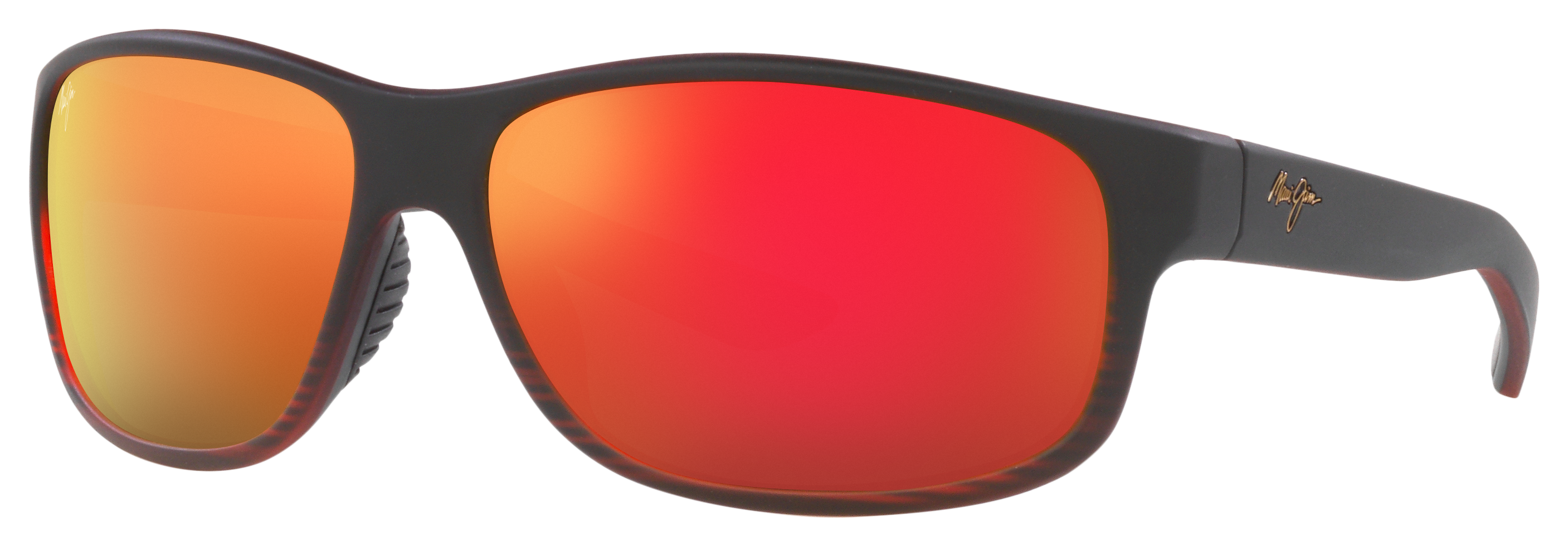 Image of Maui Jim Kaiwi Channel Glass Polarized Sunglasses - Burgundy Stripe/Hawaii Lava Mirror