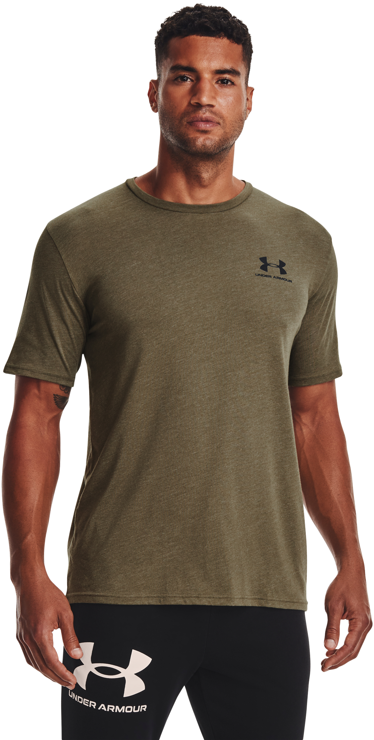Under Armour Sportstyle Left Chest Short-Sleeve T-Shirt for Men - Tent Medium Heather/Black - 3XL product image