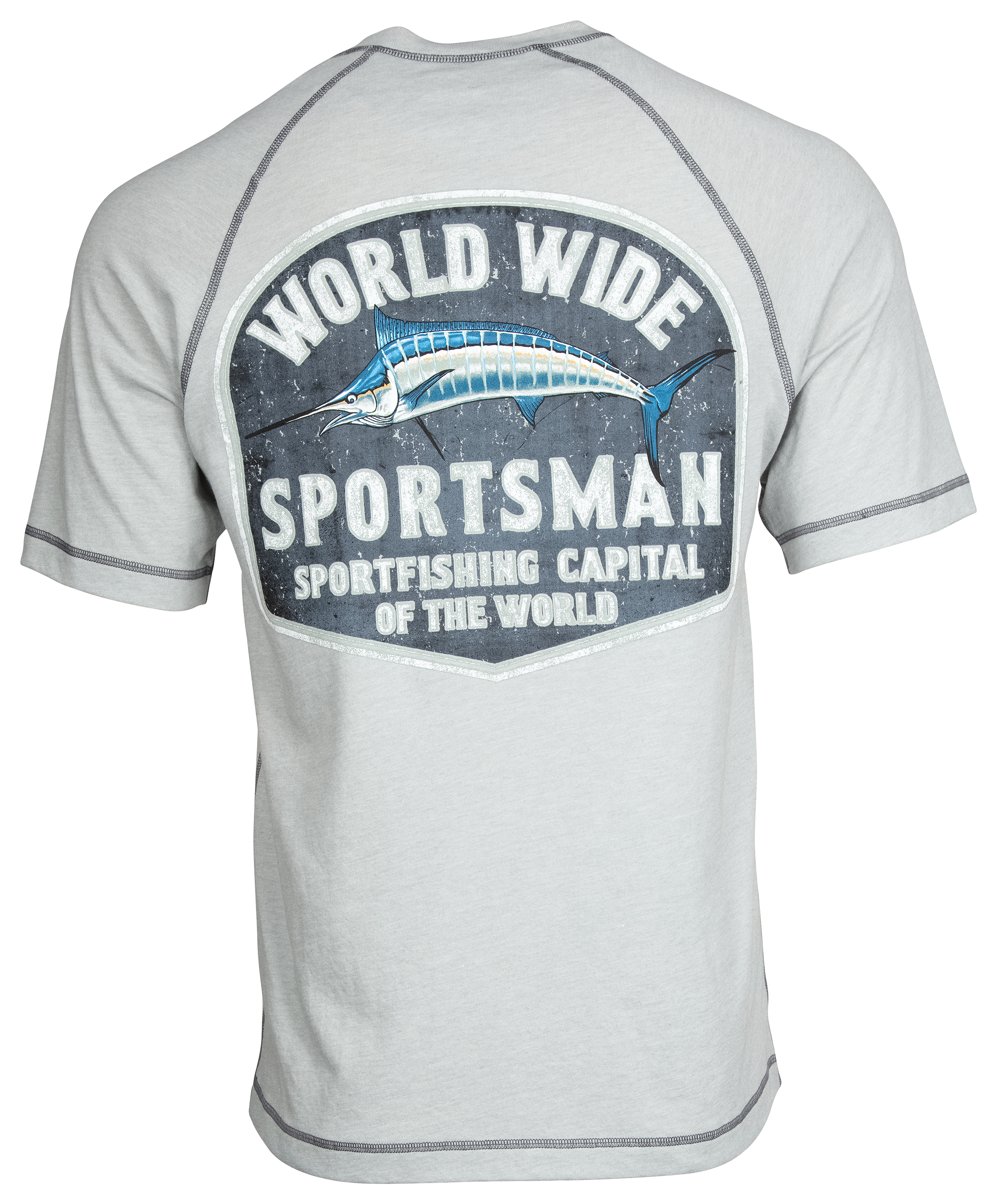 World Wide Sportsman Vintage Sport Fishing Capital Graphic Short-Sleeve Crew Neck T-Shirt for Men - Light Gray - M