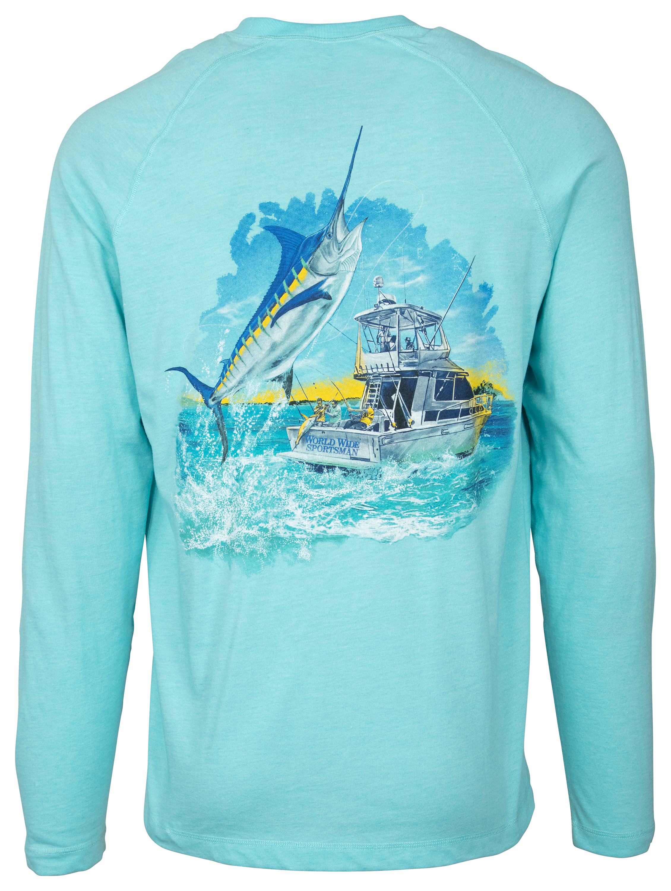 World Wide Sportsman Leaping Marlin Graphic Long-Sleeve T-Shirt for Men - Aqua - XL product image