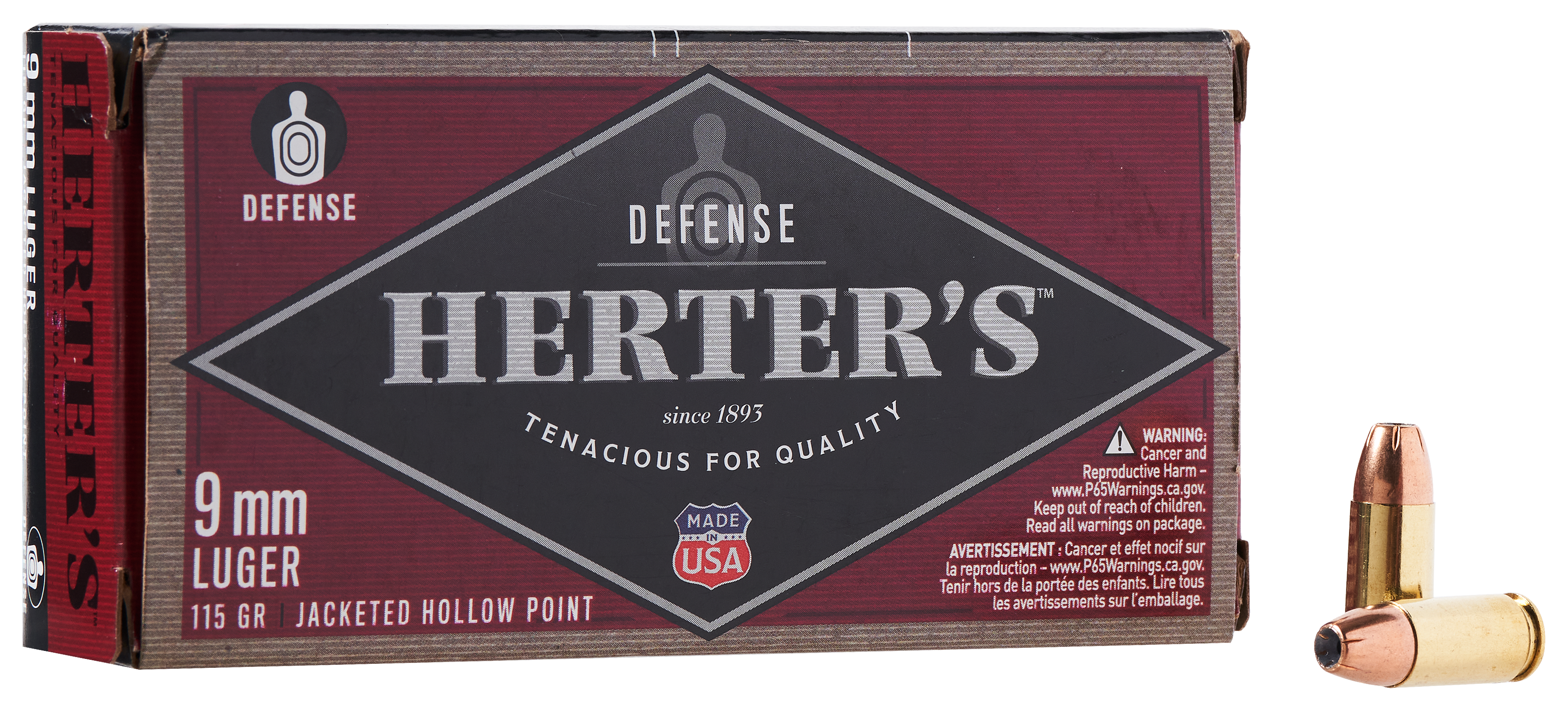 Herter's Defense 9mm Luger 115 Grain JHP Centerfire Handgun Ammo