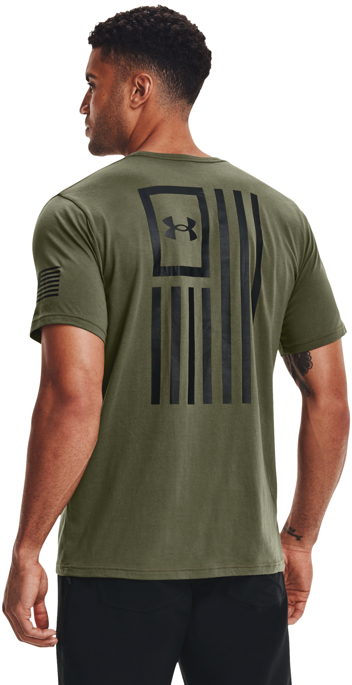 Under Armour Freedom Flag Bold Short-Sleeve T-Shirt for Men - Marine OD Green/Black - XL product image