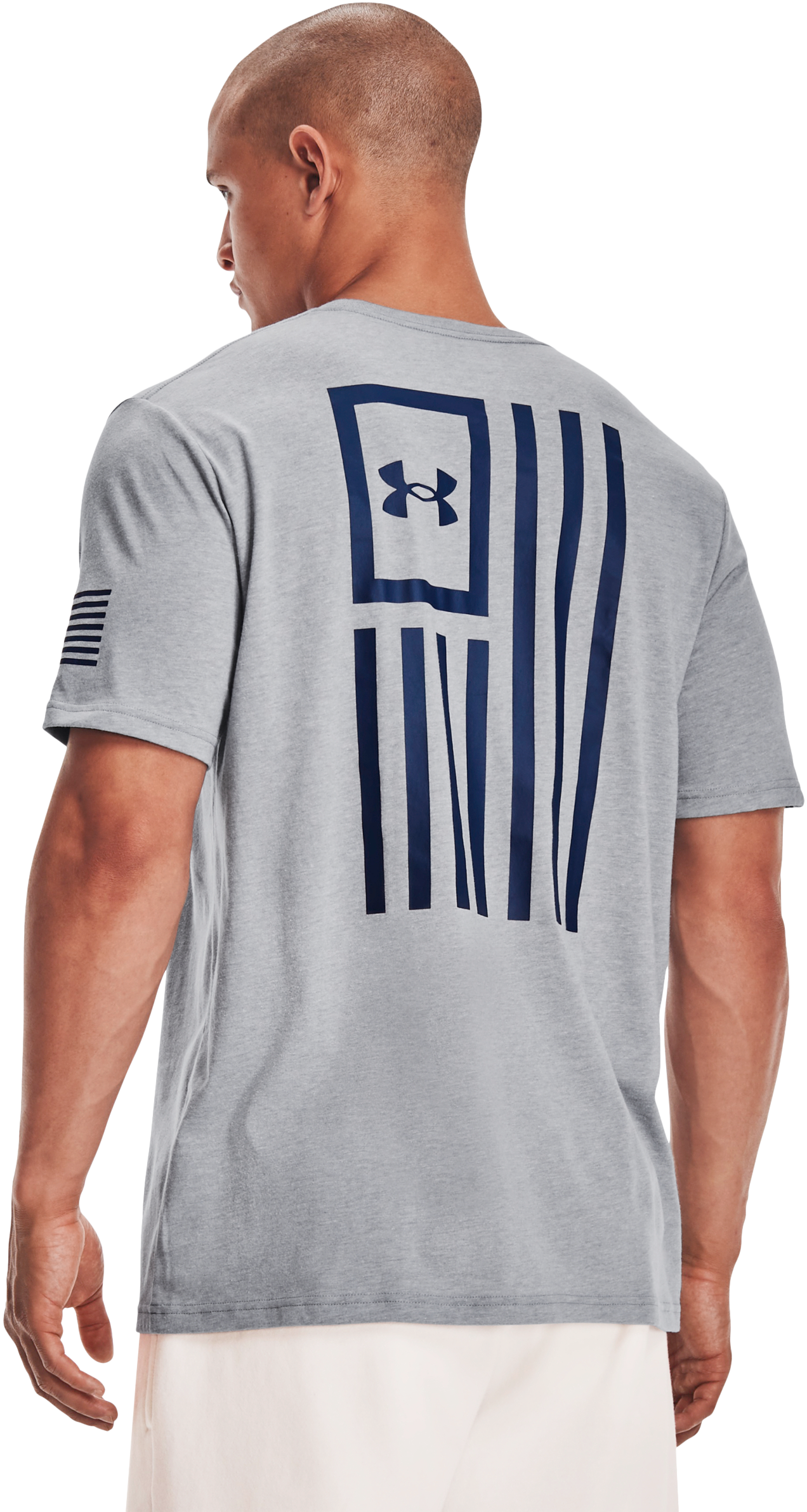 Under Armour Freedom Flag Bold Short-Sleeve T-Shirt for Men - Steel Light Heather/Red - XL product image