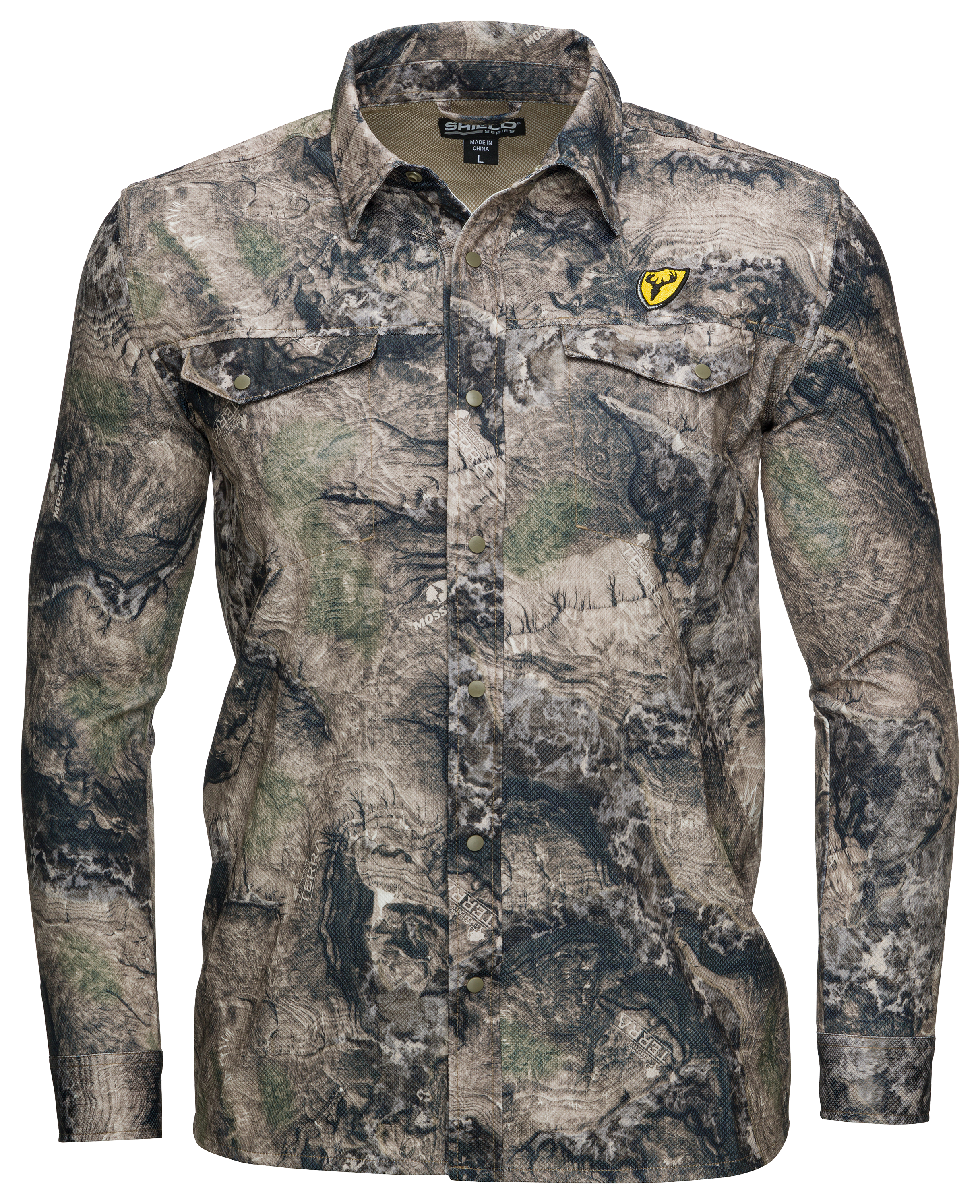 Image of Blocker Outdoors Angatec Performance Long-Sleeve Snap Shirt for Men - Mossy Oak Terra Coyote