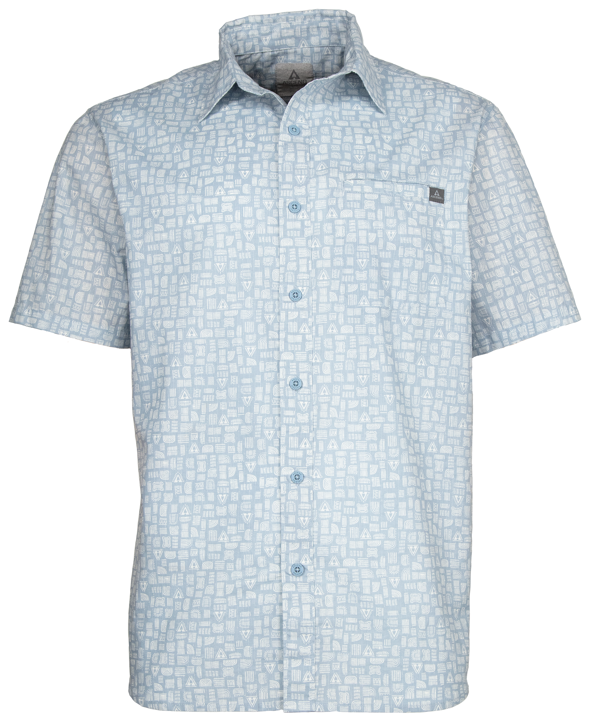 Ascend Geo Print Woven Short-Sleeve Shirt for Men - Blue Fog - L product image