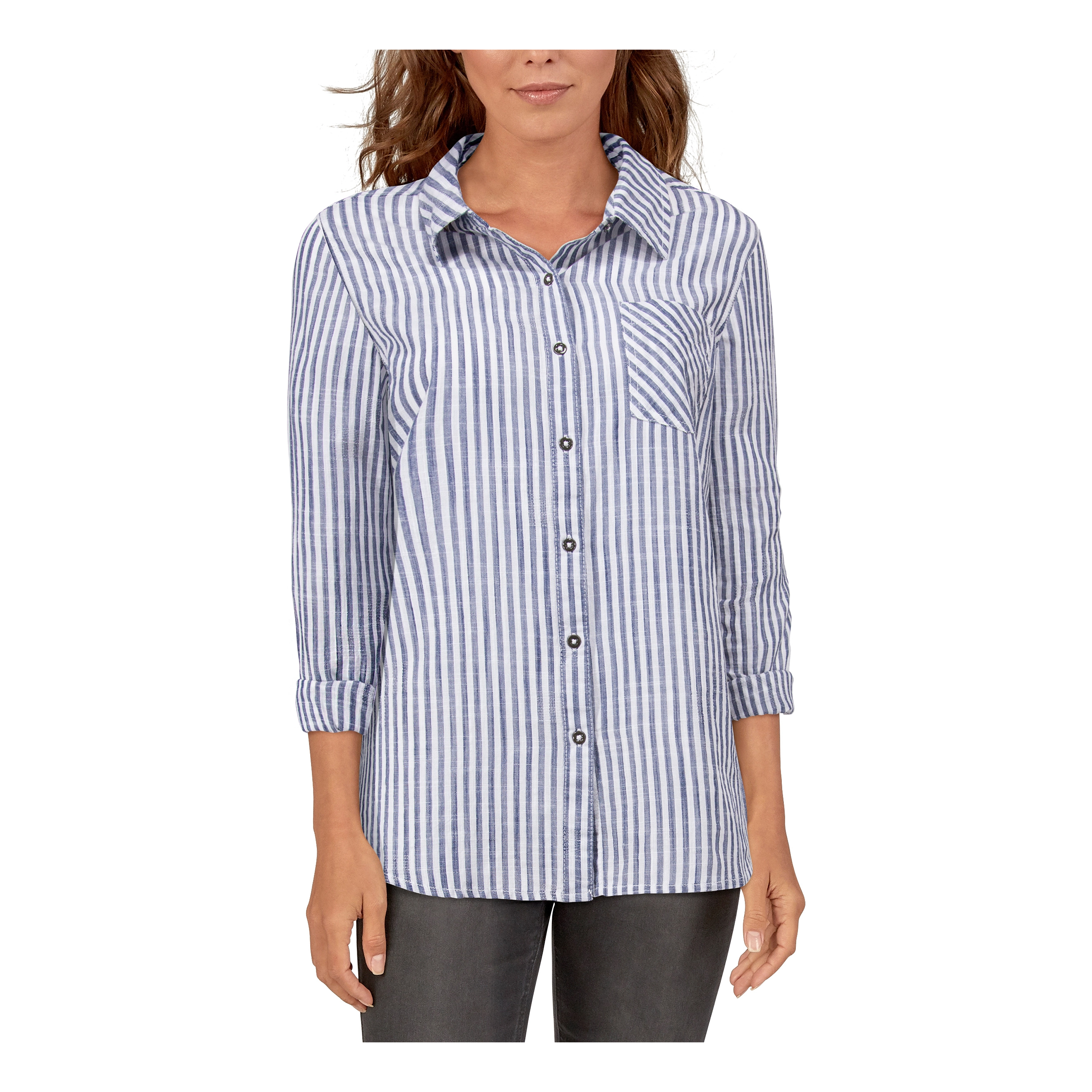 ?Natural Reflections Meadowland Long-Sleeve Shirt for Ladies - Blue Indigo Stripe - XL product image