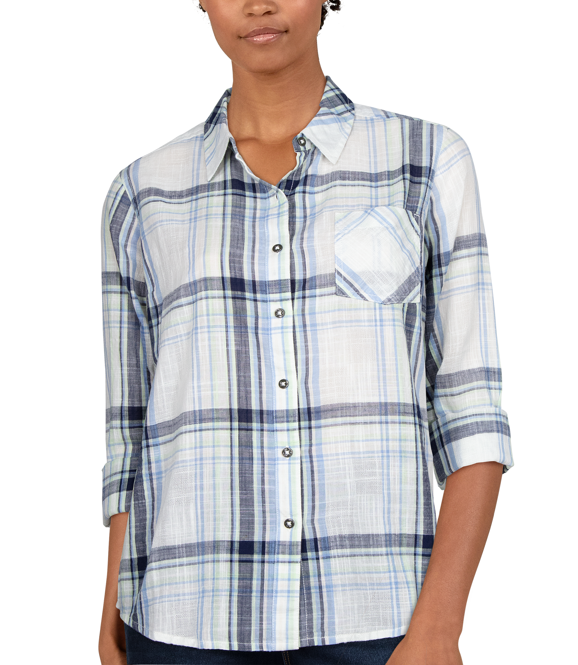?Natural Reflections Meadowland Long-Sleeve Shirt for Ladies - Egret Plaid - XL product image