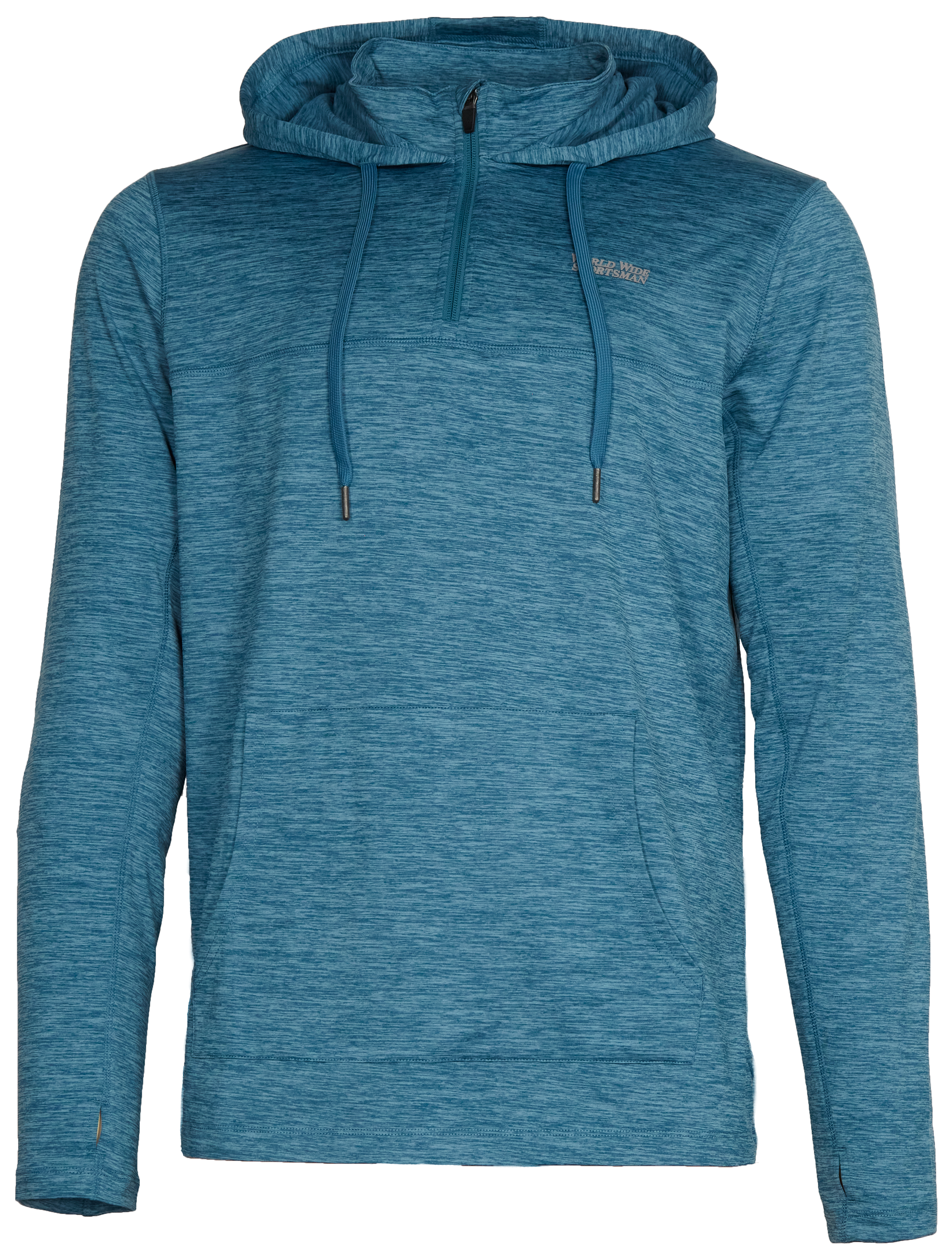 Image of World Wide Sportsman Quarter-Zip Long-Sleeve Hoodie for Men - Blue Steel Heather