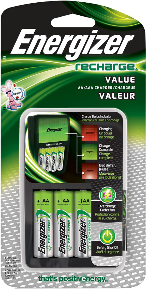 Energizer Rechargeable AA/AAA Battery Charger with 4 AA Batteries