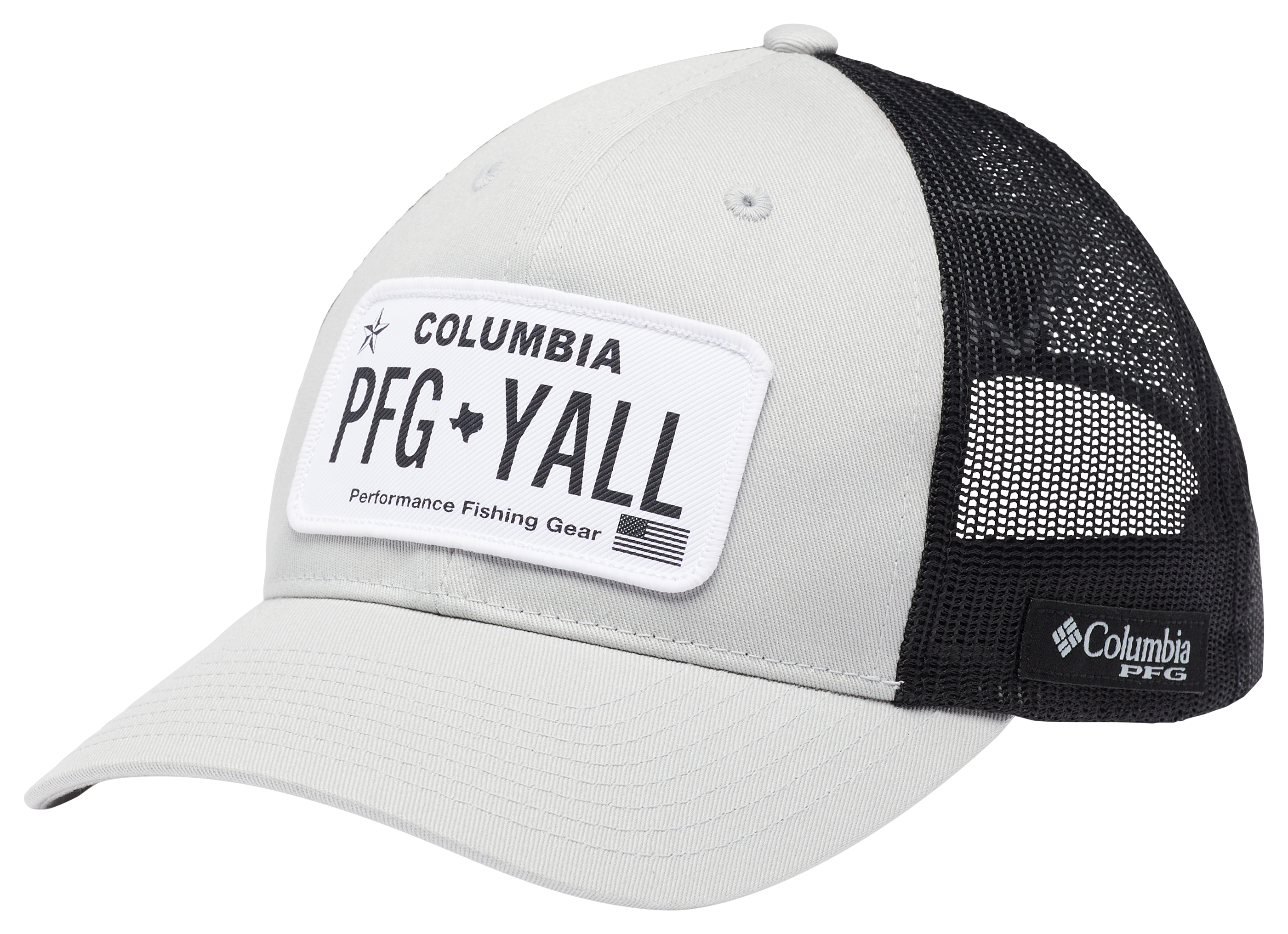Columbia PFG Boys Mesh Back Hat Blue White OS American Flag Fishing Logo