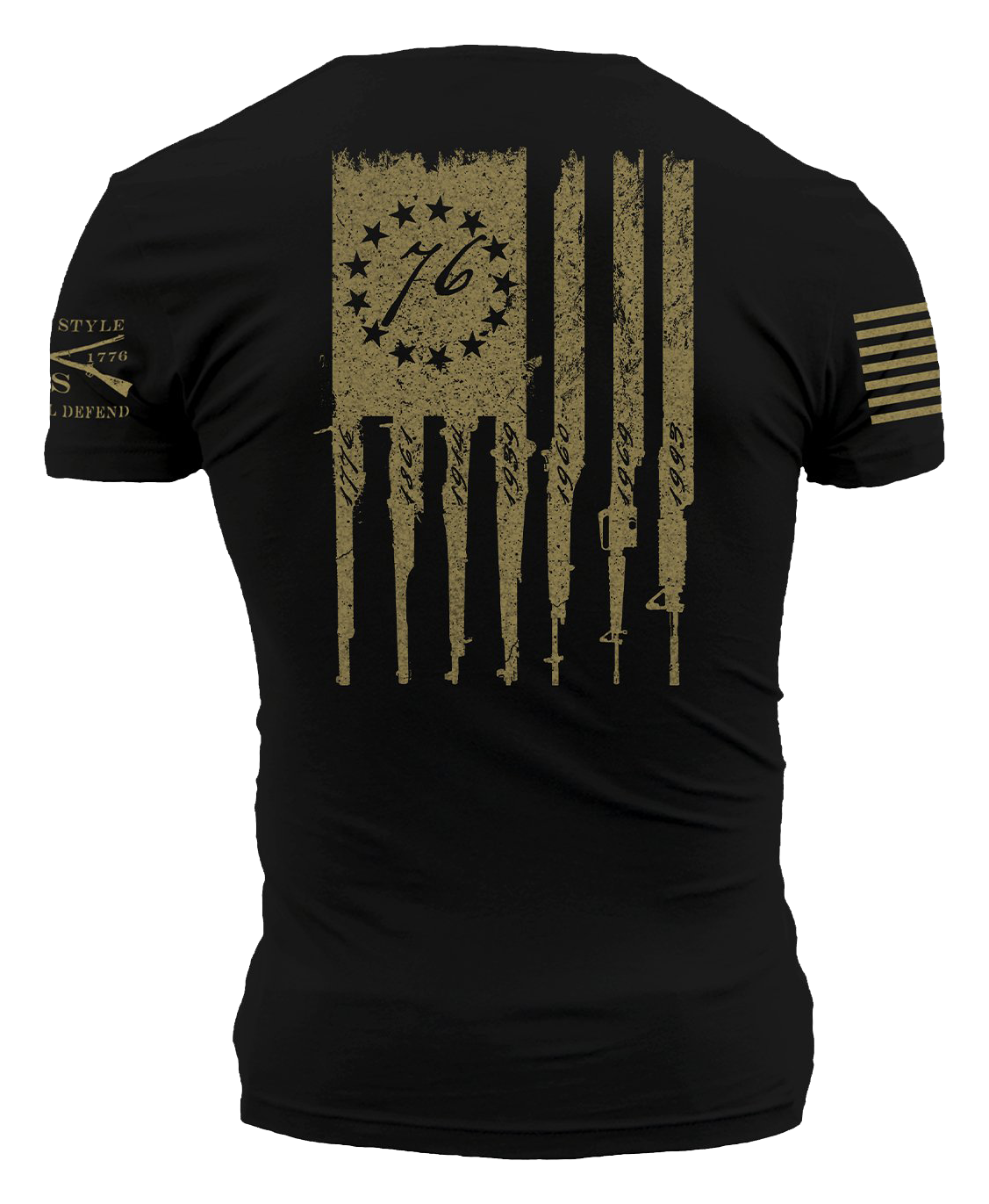 Image of Grunt Style Betsy Rifle Flag Short-Sleeve T-Shirt for Men - Black - 3XL