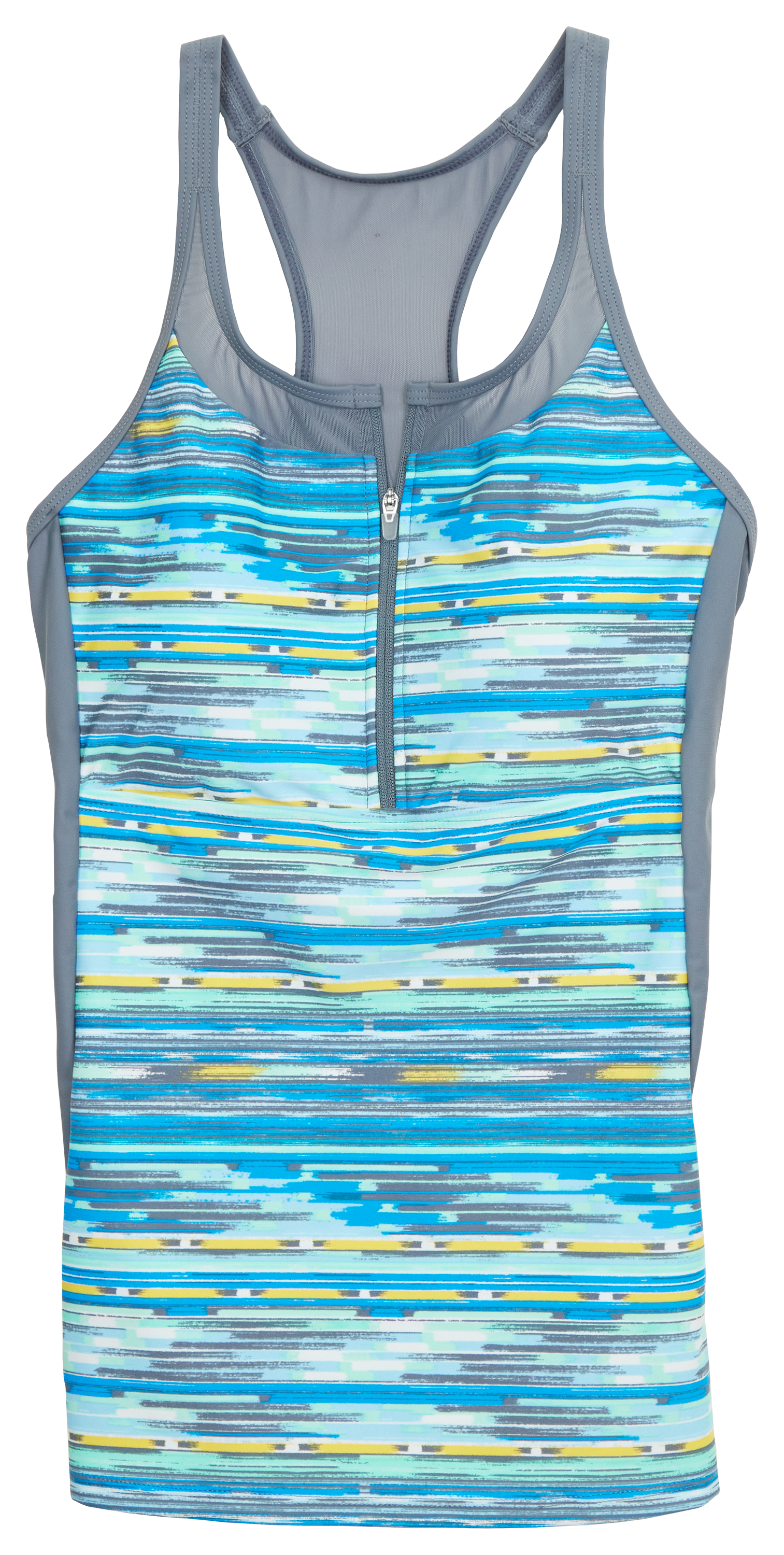 Free Country Mesh Zip Tankini Top for Ladies - Cancun Dash Caribbean Blue - M product image