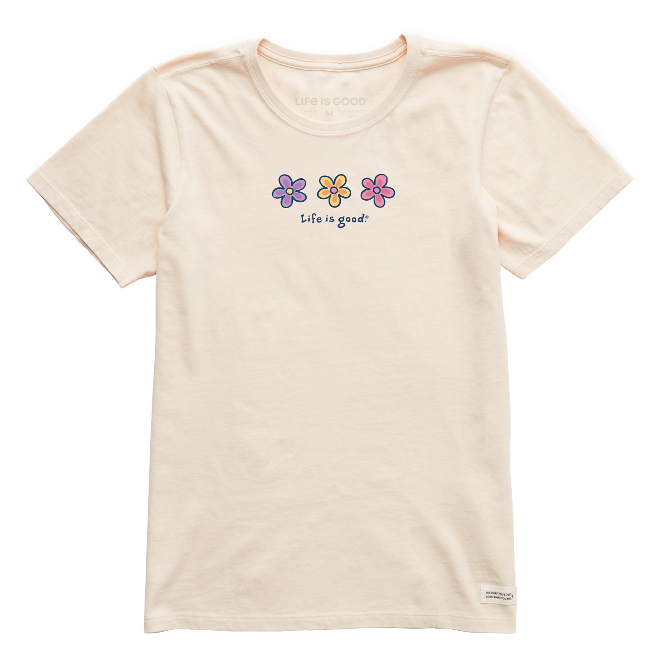 Life is Good Three Daisies Crusher Short-Sleeve T-Shirt for Ladies - Putty White - M product image