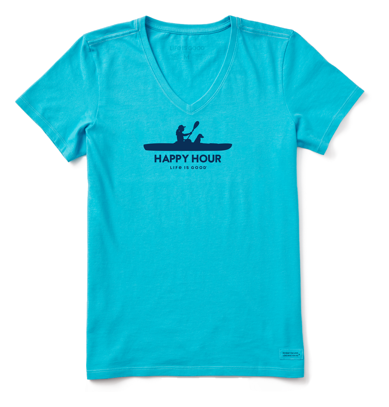 Life is Good Happy Hour Kayak Crusher V-Neck Short-Sleeve T-Shirt for Ladies - Island Blue - XL product image