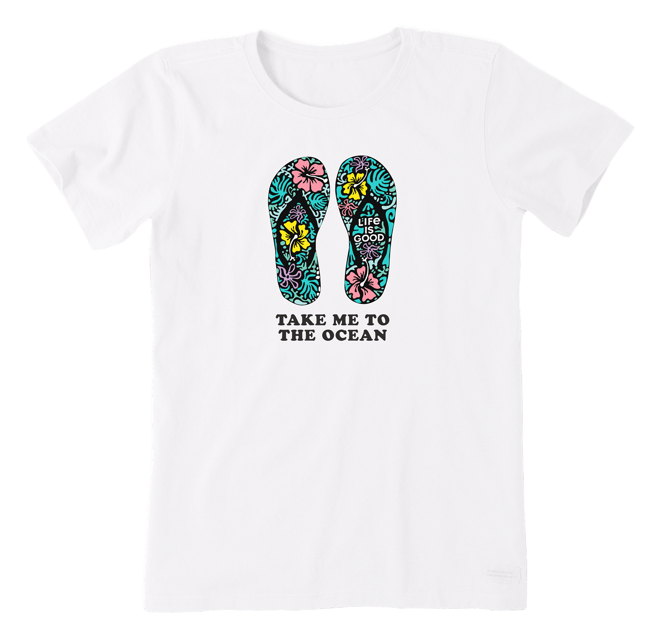 Life Is Good Take Me To The Ocean Flip Flops Crusher Short-Sleeve T-Shirt for Ladies - Cloud White - XL product image