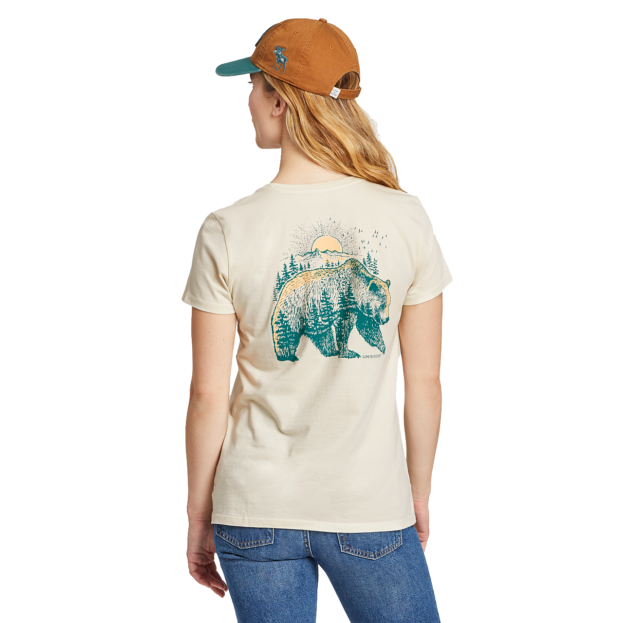 Life Is Good Bearscape Crusher Short-Sleeve T-Shirt for Ladies - Putty White - S product image