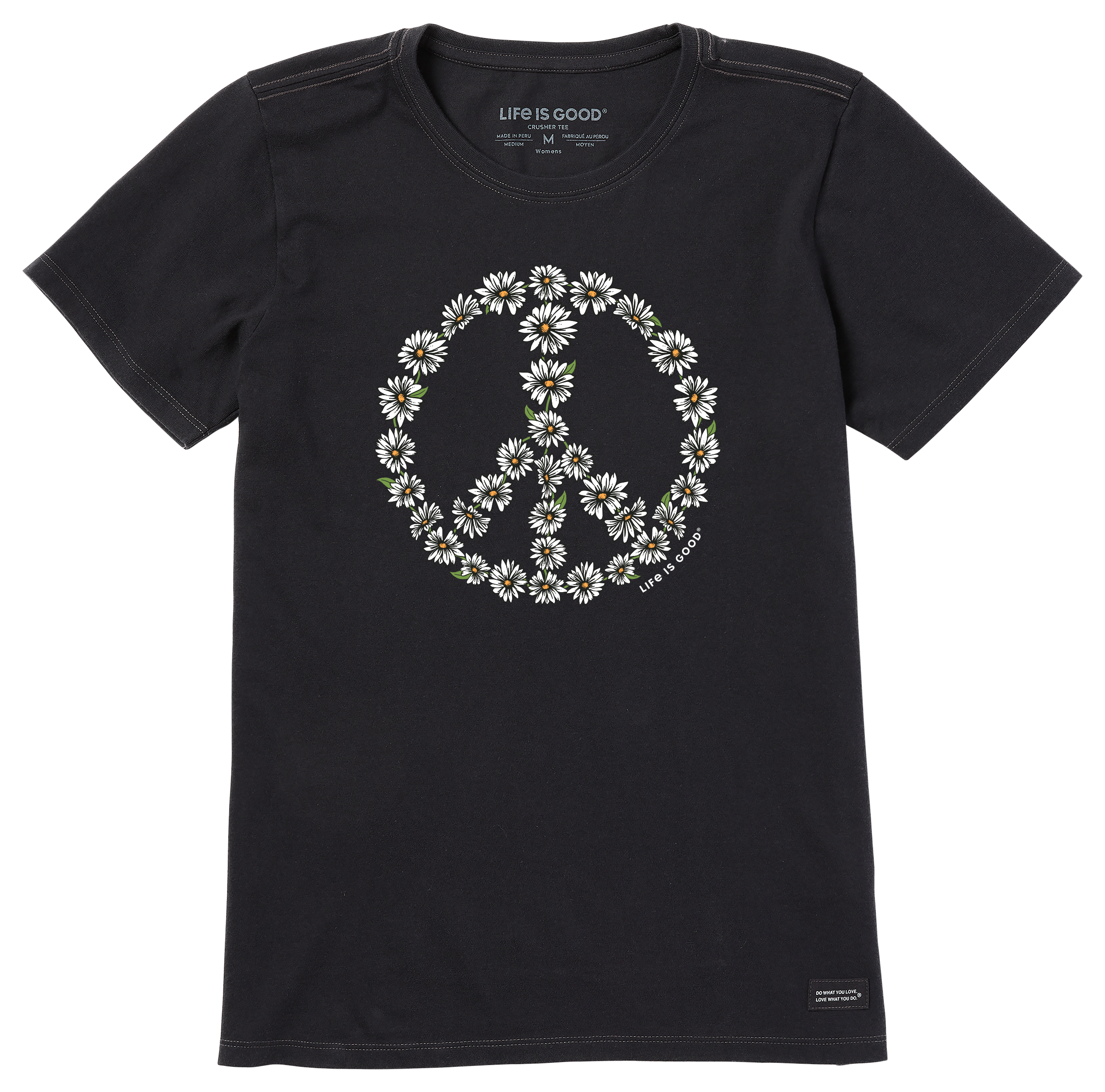 Life Is Good Daisy Peace Crusher Short-Sleeve T-Shirt for Ladies - Jet Black - L product image
