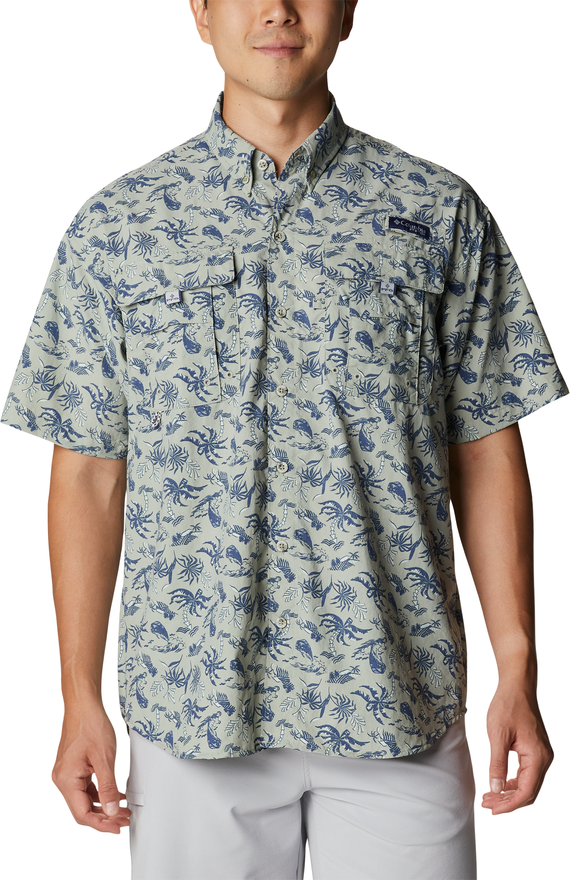 Columbia PFG Super Bahama Short-Sleeve Shirt for Men - Safari Dorado Isle P
