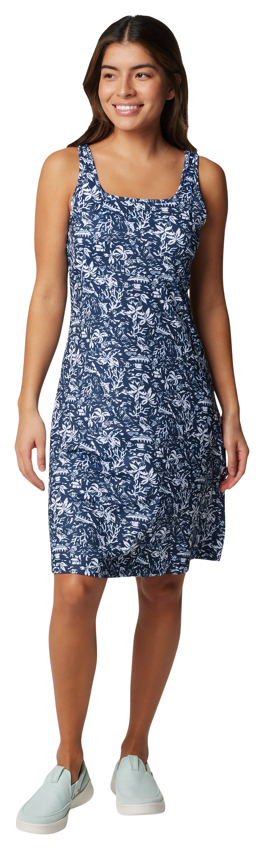 Image of Columbia PFG Freezer III Sleeveless Dress - Collegiate Navy Kona Print