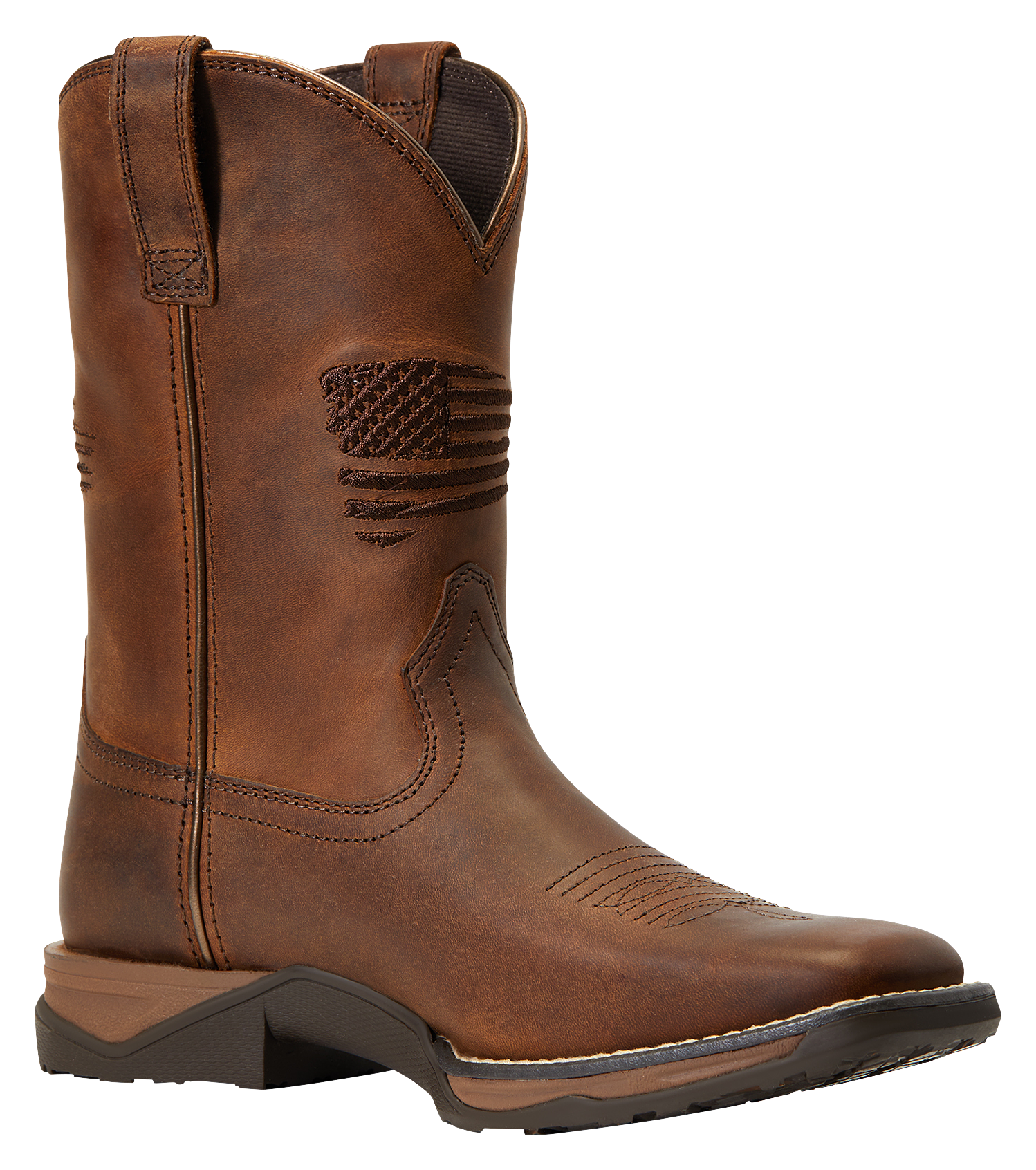 Image of Ariat Anthem Patriot Western Boots for Kids - Patriot Distressed Brown - 5M