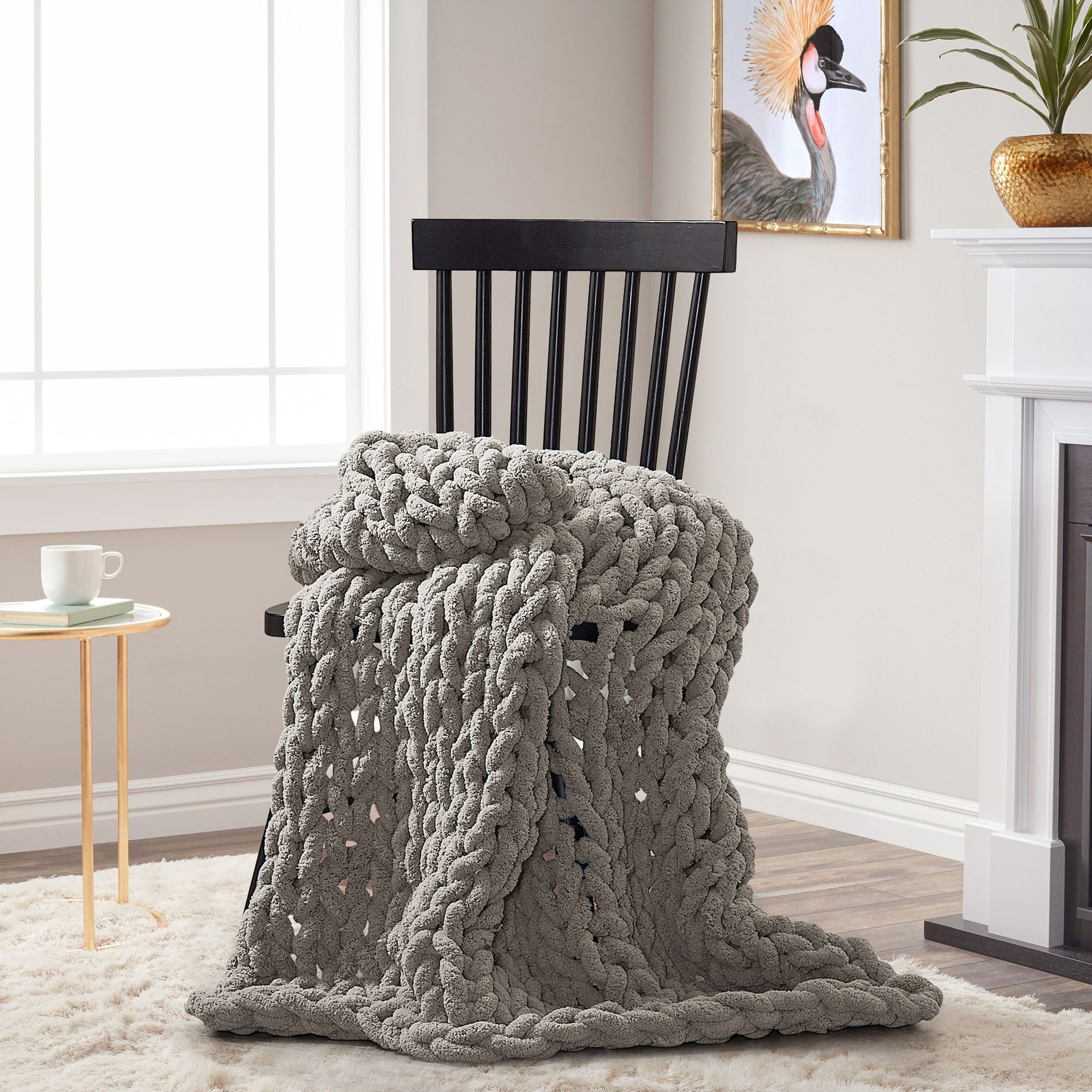 Image of Donna Sharp Chenille Chunky Knit Throw - Gray