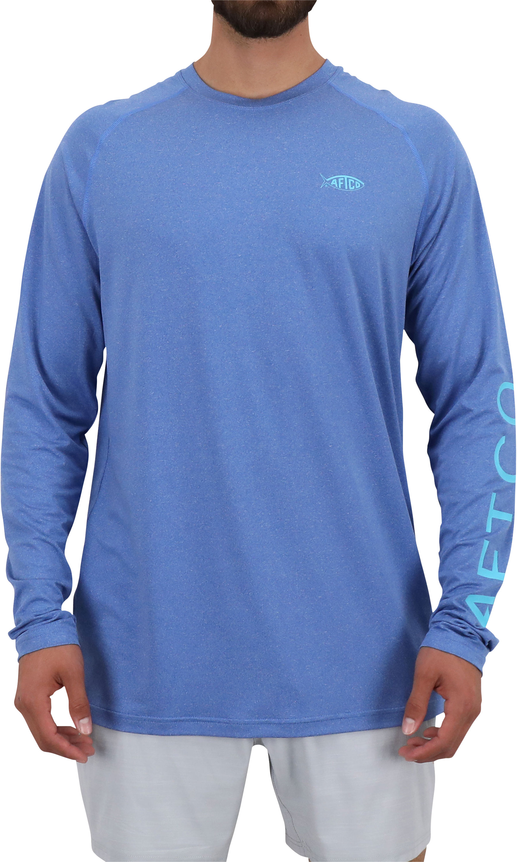 Image of AFTCO Samurai 2 Long-Sleeve Shirt for Men - Brilliant Blue Heather