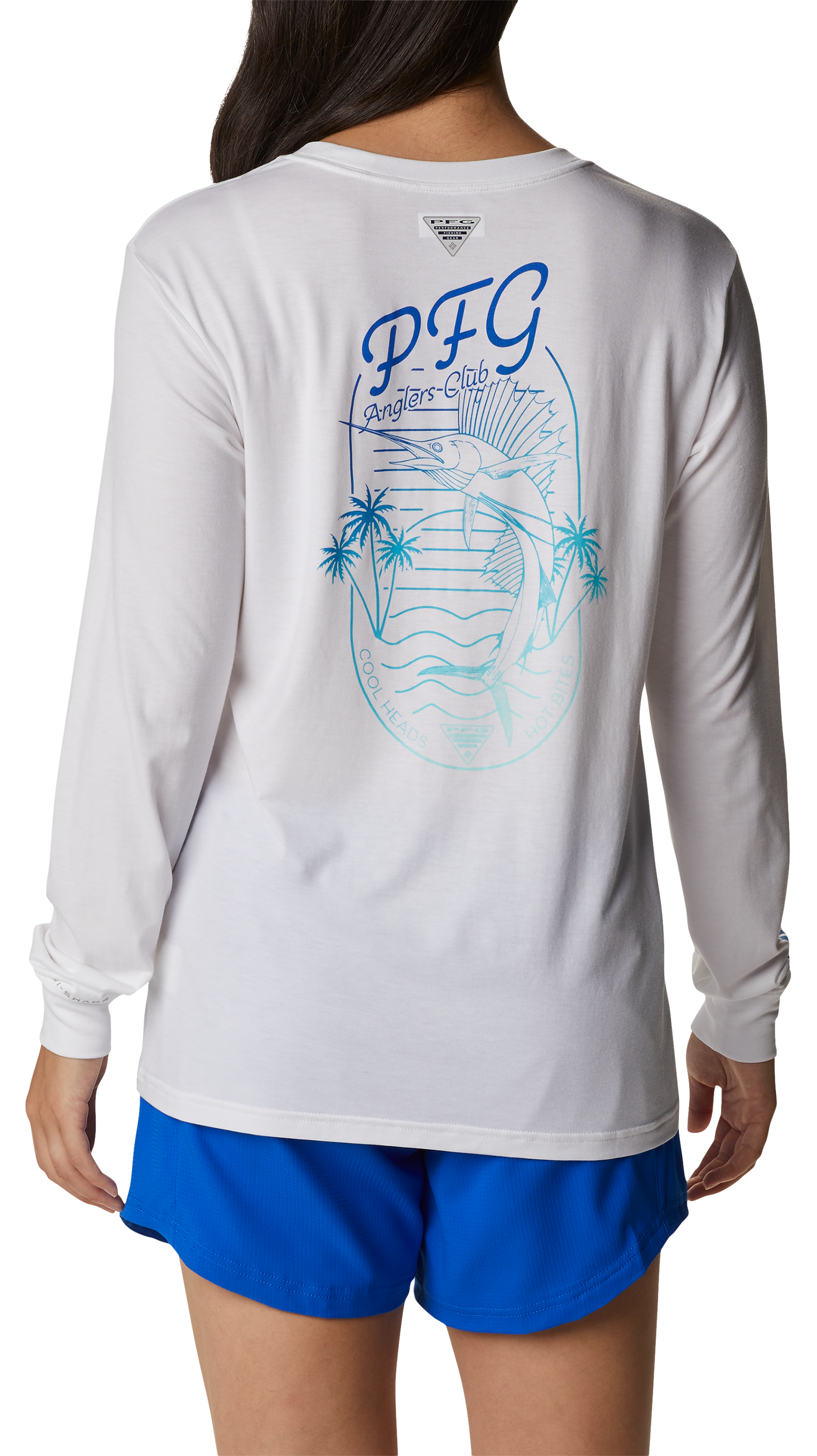 Columbia Slack Water Graphic Boyfriend Long-Sleeve Shirt for Ladies - White/Blue Macaw Gradient - S product image