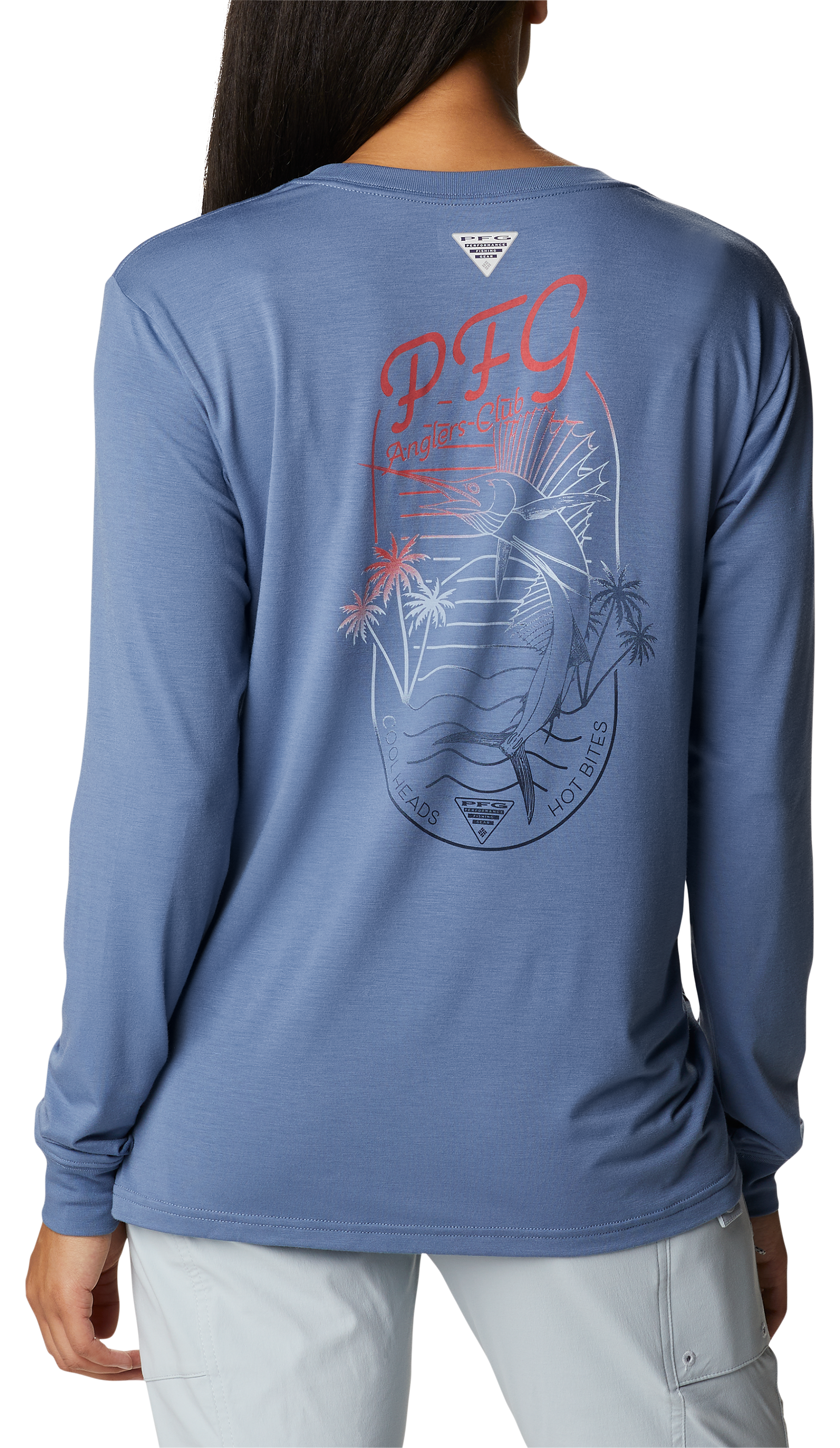 Columbia Slack Water Graphic Boyfriend Long-Sleeve Shirt for Ladies - Bluestone/Red Spark Gradient - XL product image