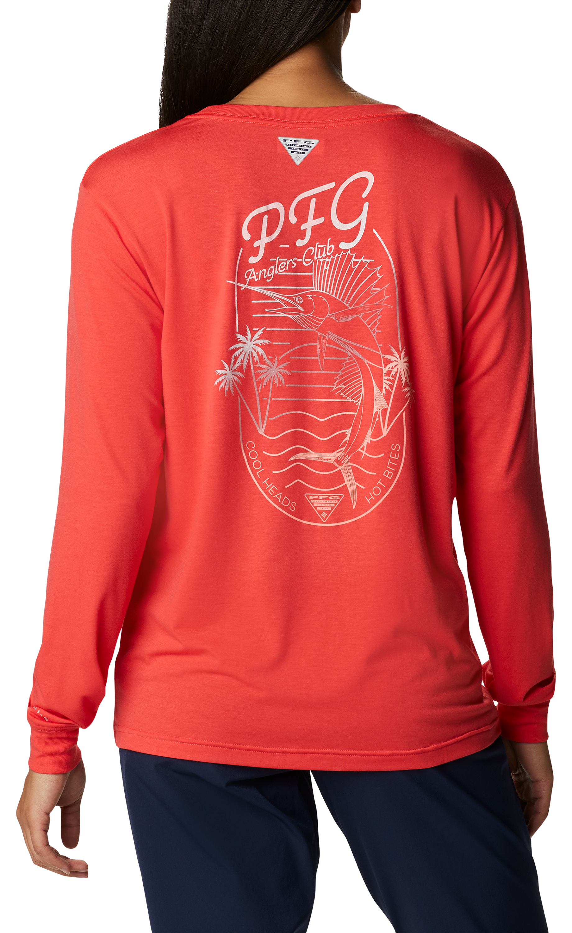 Columbia Slack Water Graphic Boyfriend Long-Sleeve Shirt for Ladies - Red Hibiscus/Cool Grey - L product image