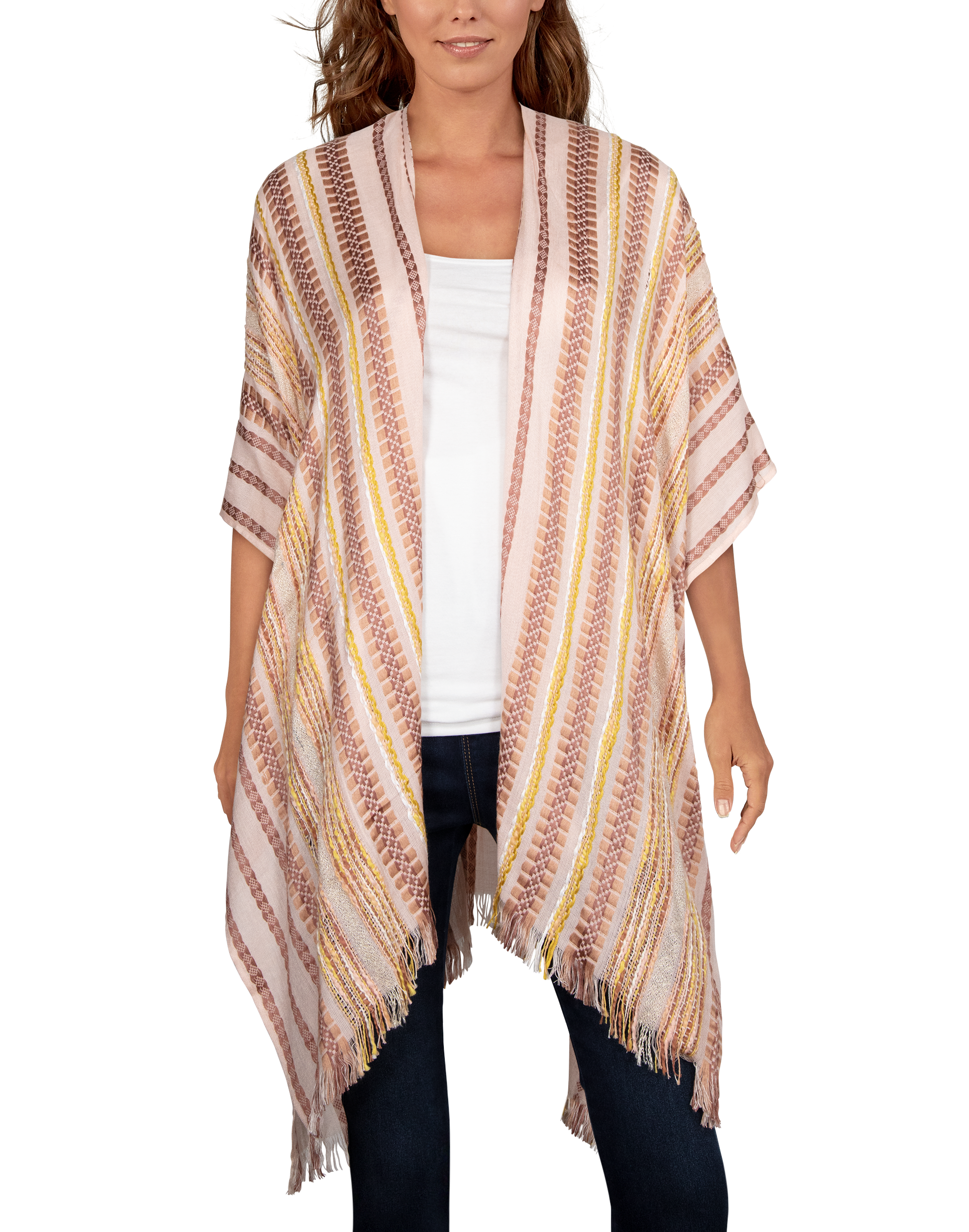 Quagga Peppered Peach Basketweave Ruana for Ladies product image