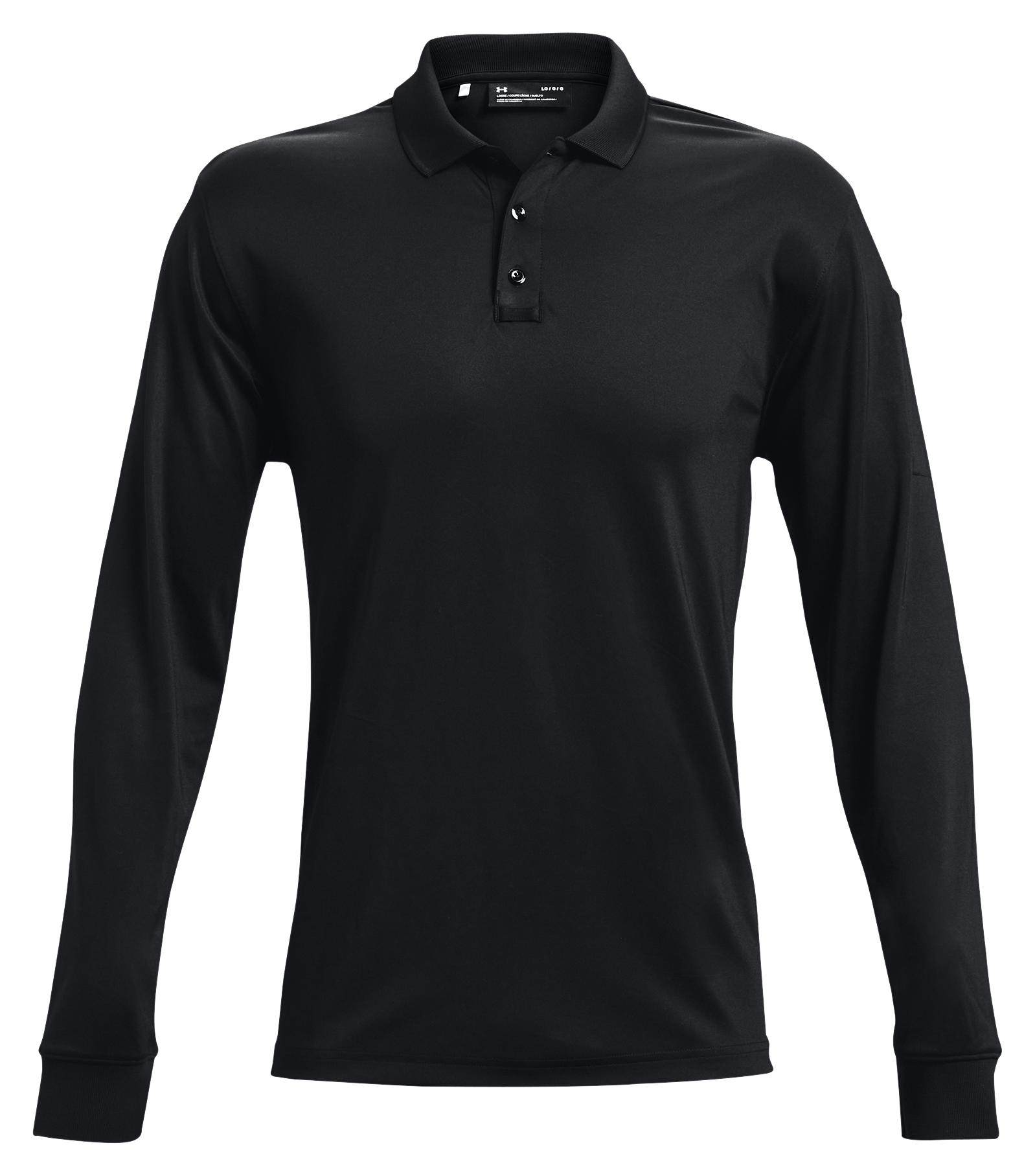 Image of Under Armour Tactical Performance Long-Sleeve Polo for Men - Black/Black - L