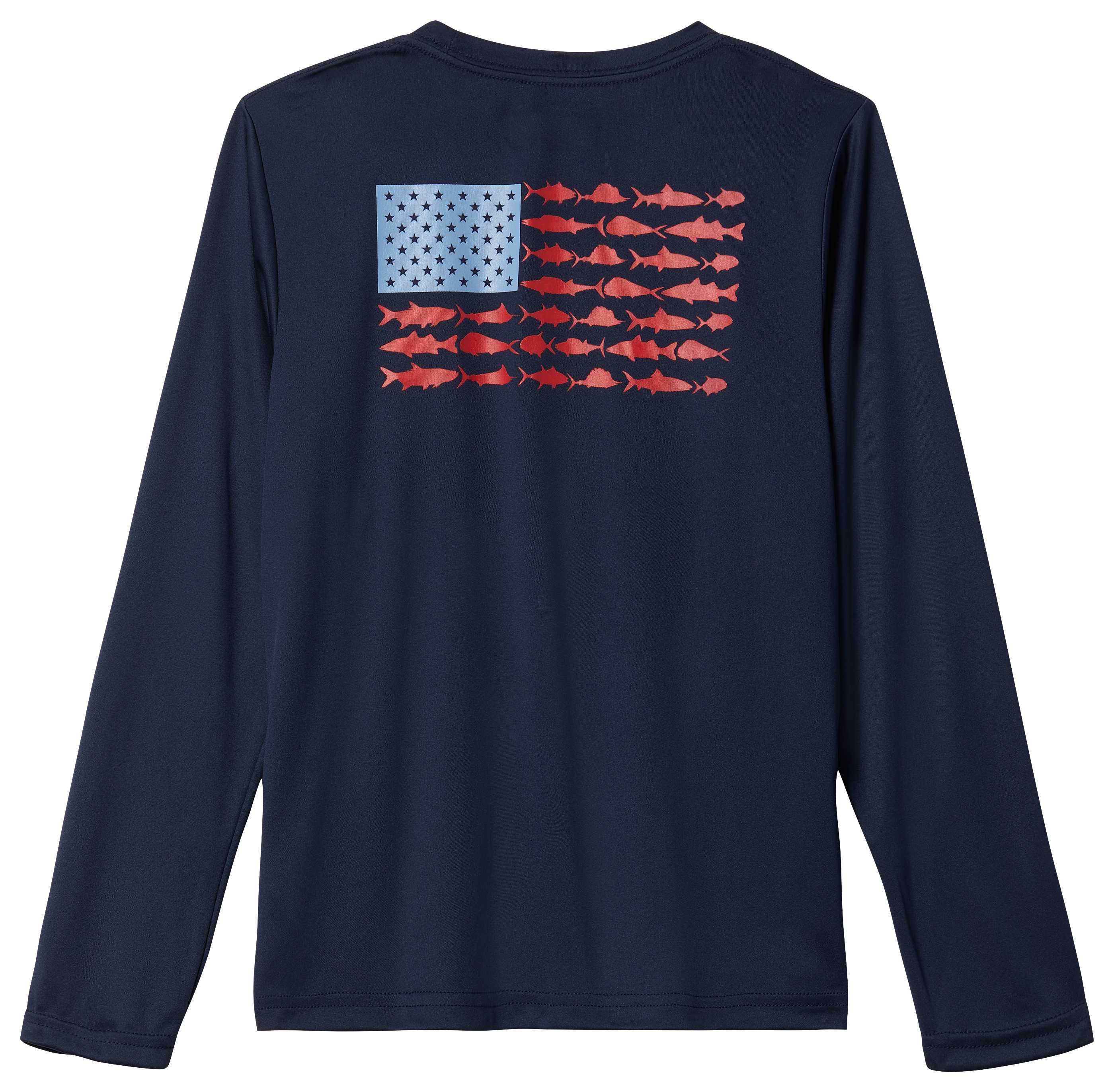 Image of Columbia PFG Terminal Tackle Fish Flag Long-Sleeve Shirt for Toddlers - Collegiate Navy/Red Spark