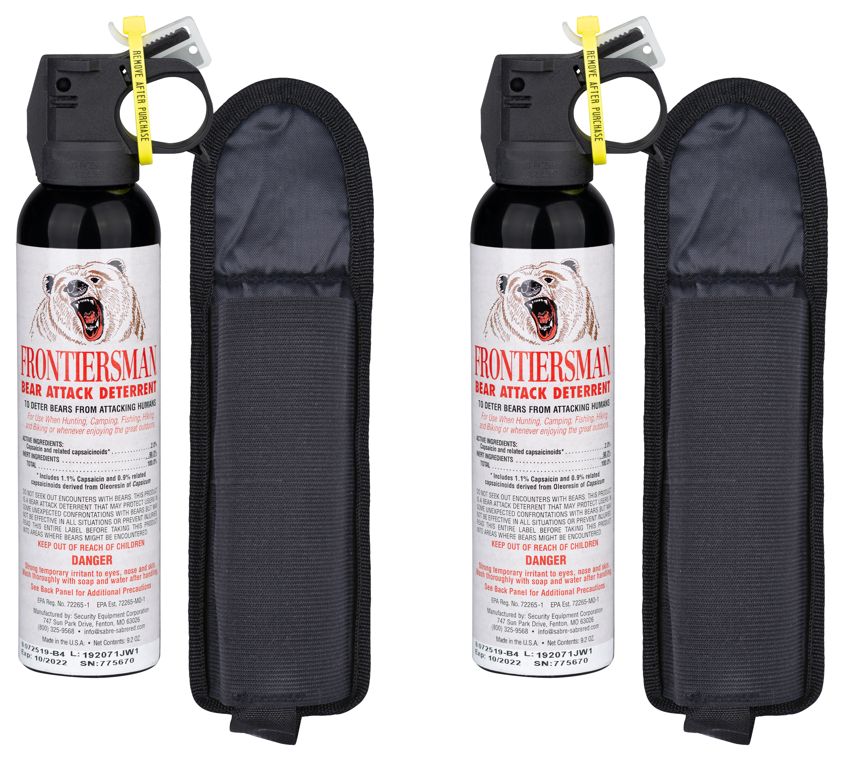 SABRE Frontiersman 9.2-oz. Bear Spray with Belt Holster 2-Pack - Frontiersman