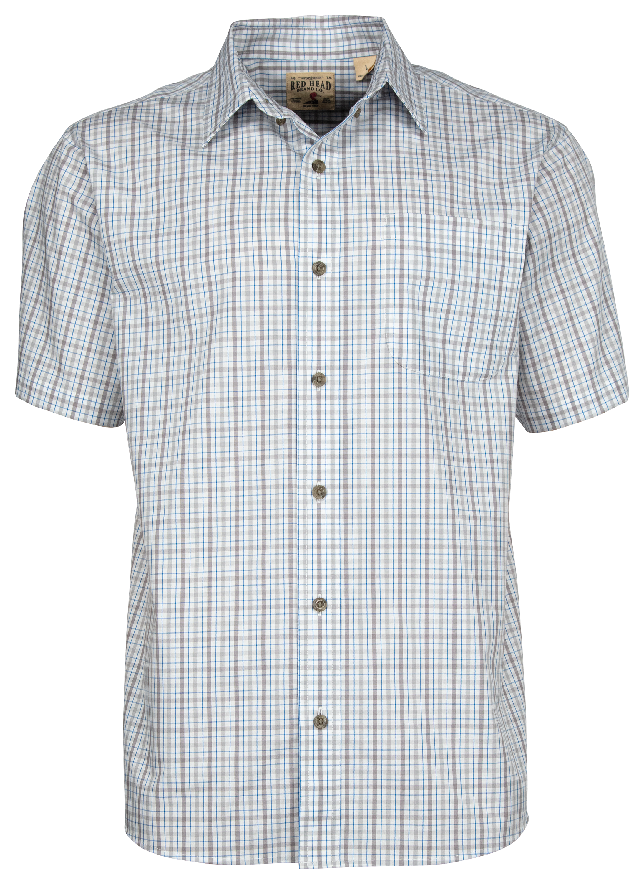 RedHead Wrinkle-Free Plaid Short-Sleeve Button-Down Shirt for Men - Blue Stone - 3XL product image