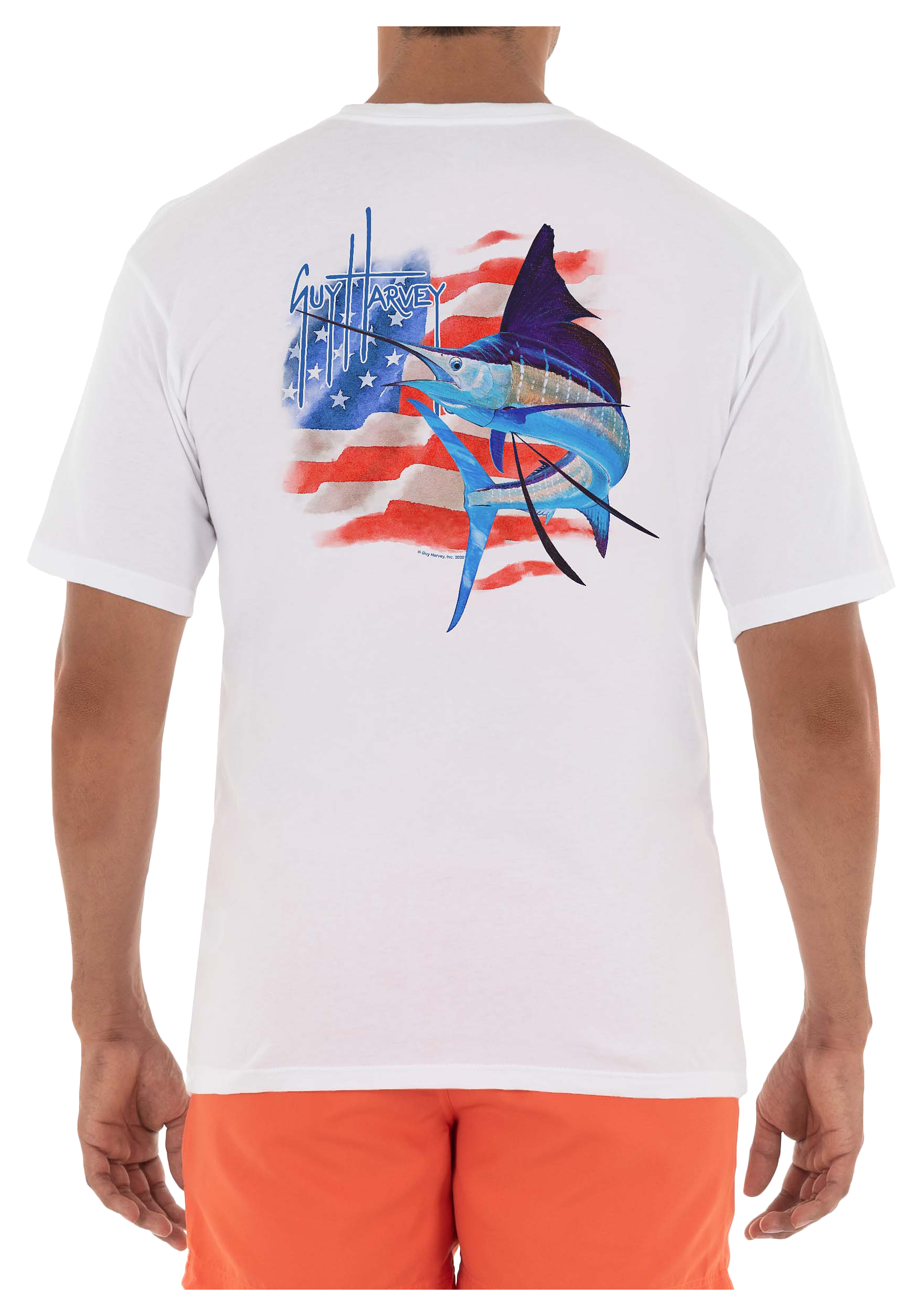 GUY HARVEY Patriotic Flag Sailfish Graphic Short-Sleeve T-Shirt for Men