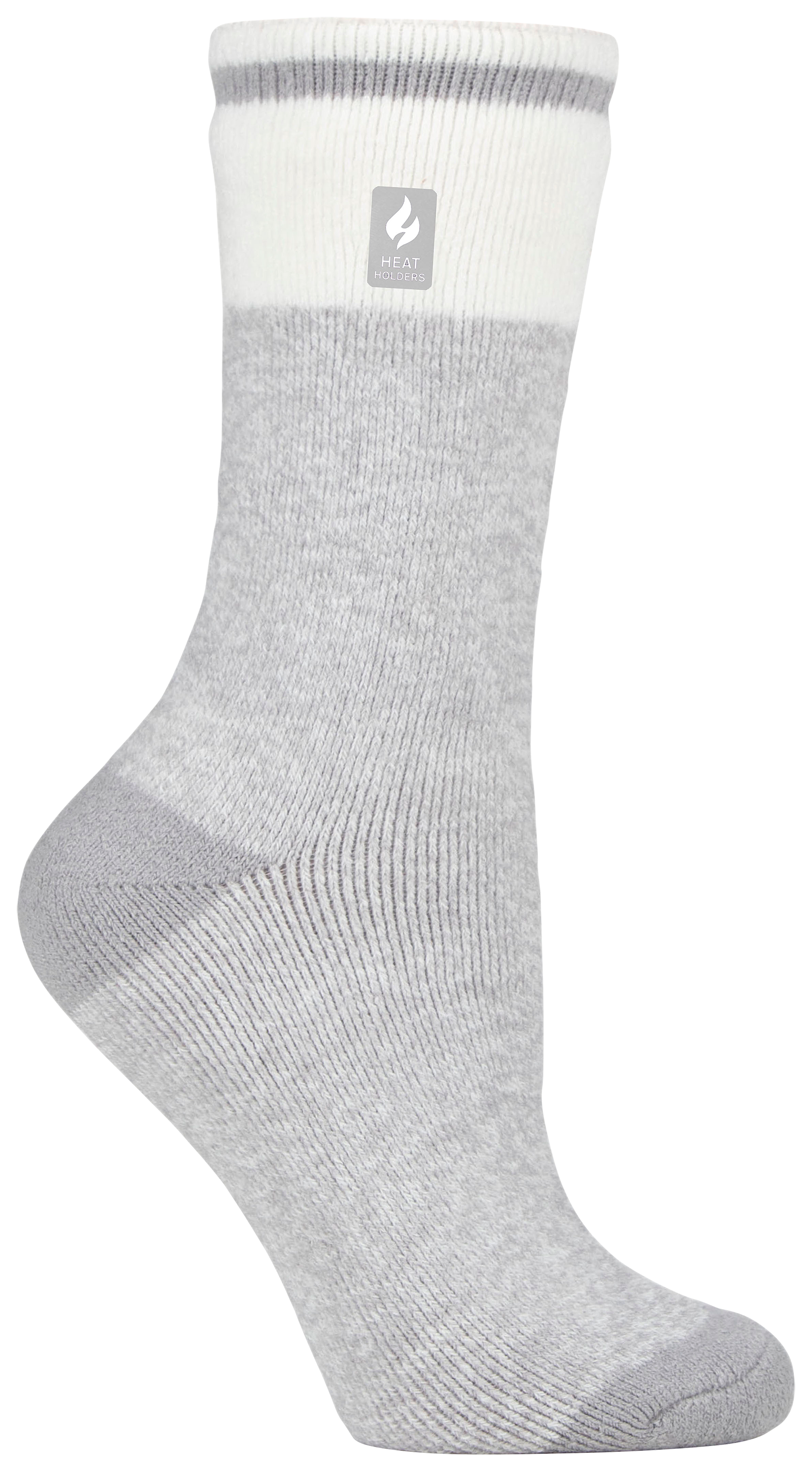 Image of Heat Holders LITE Willow Block Twist Thermal Crew Socks for Ladies - Light Grey