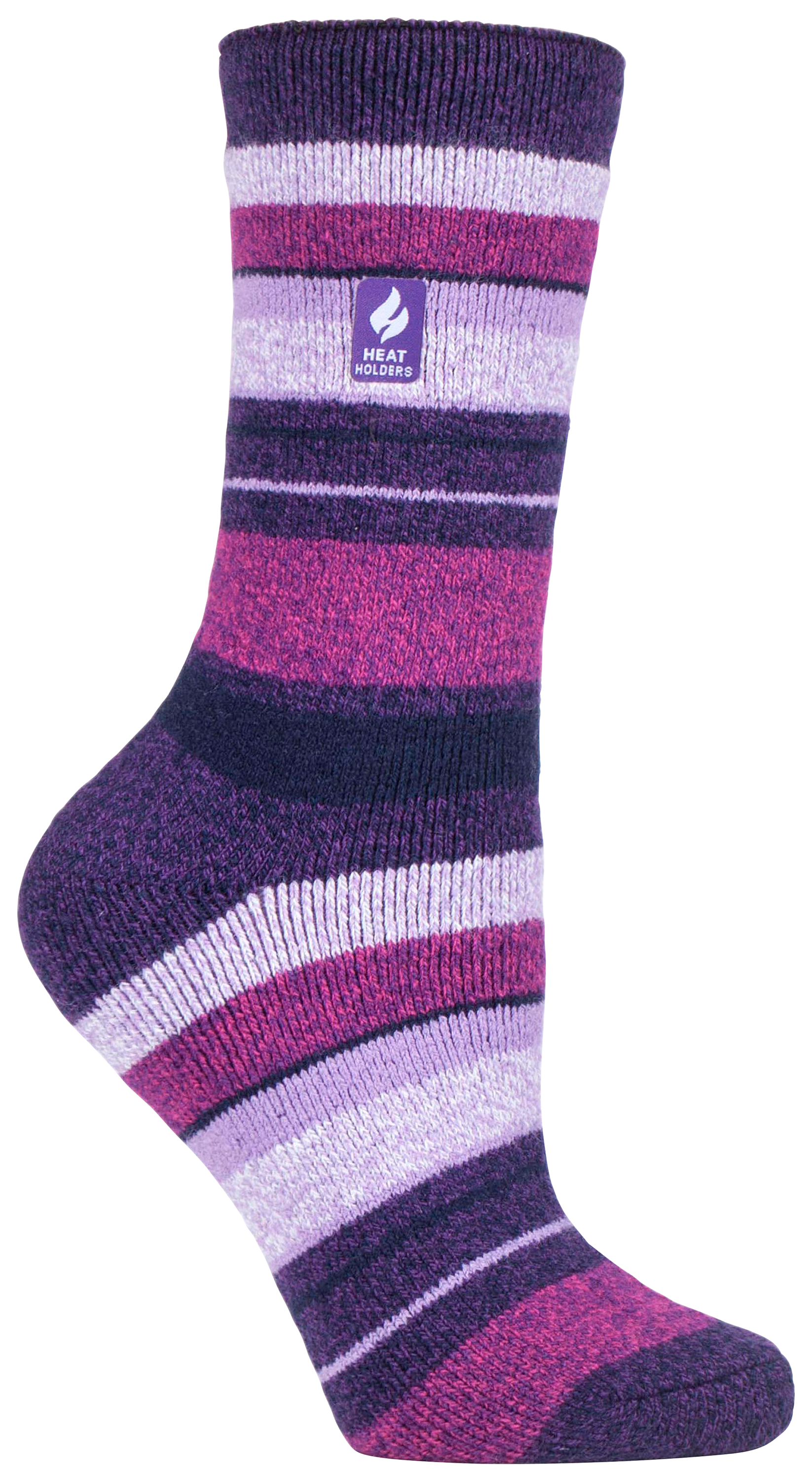 Image of Heat Holders LITE Peony Multi Stripe Thermal Crew Socks for Ladies