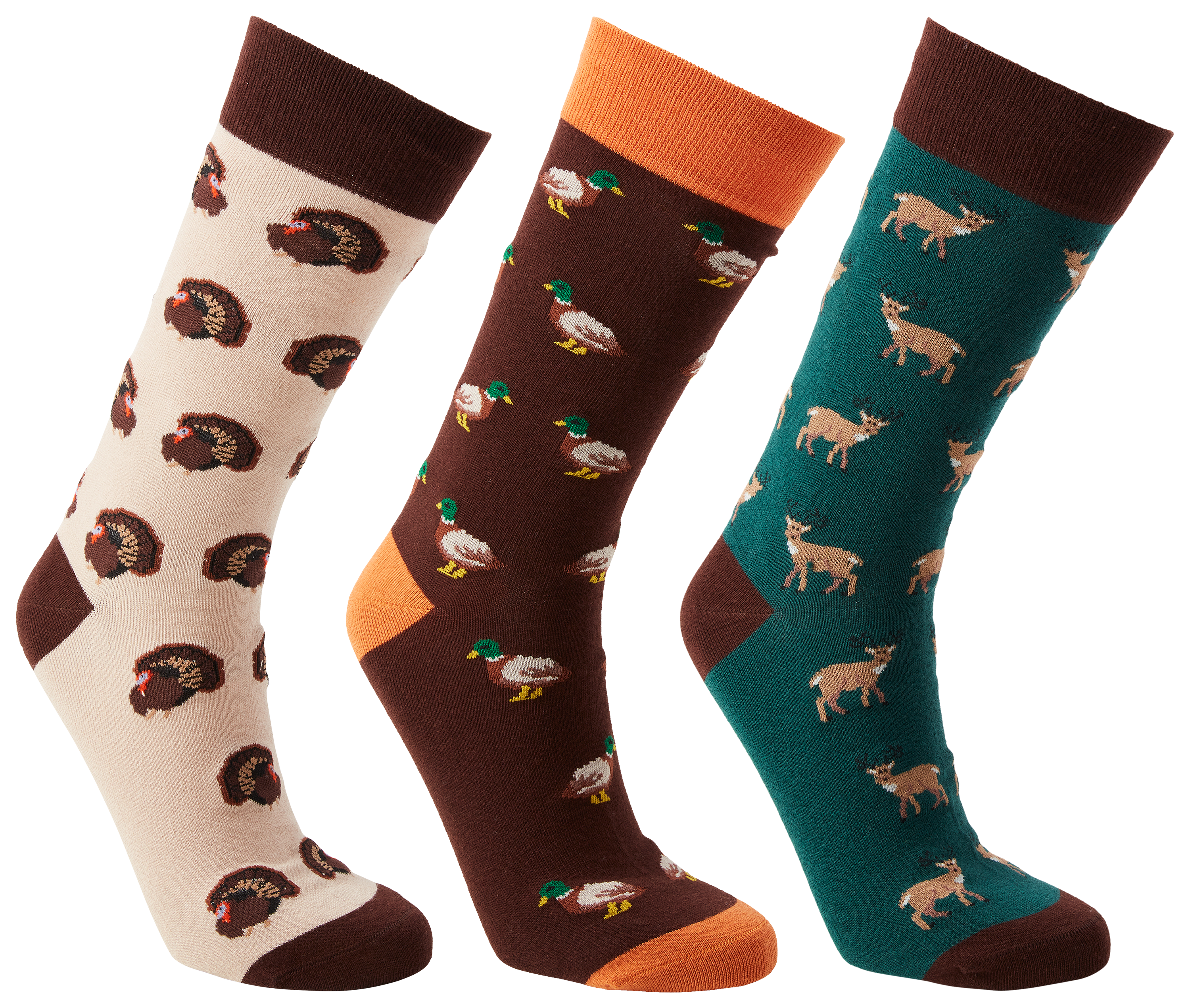 RedHead Hunting Print Novelty 3-Pack Socks for Men