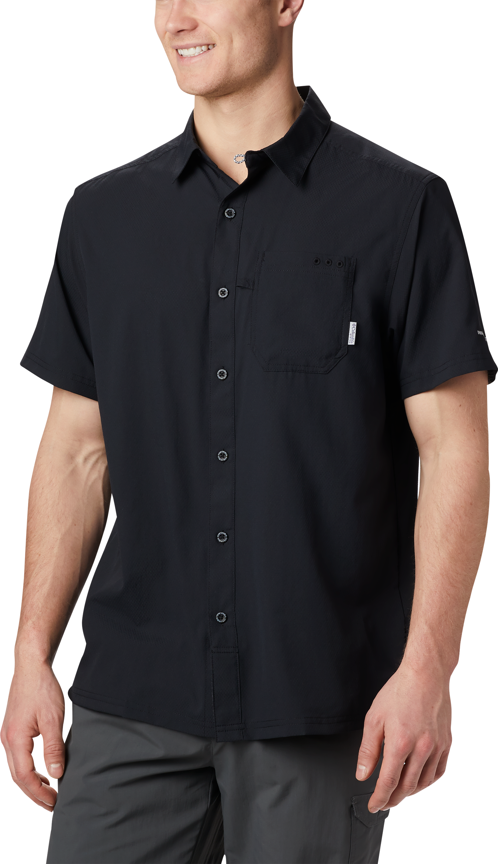 Image of Columbia PFG Slack Tide Camp Short-Sleeve Button-Down Shirt for Men - Black - XLT