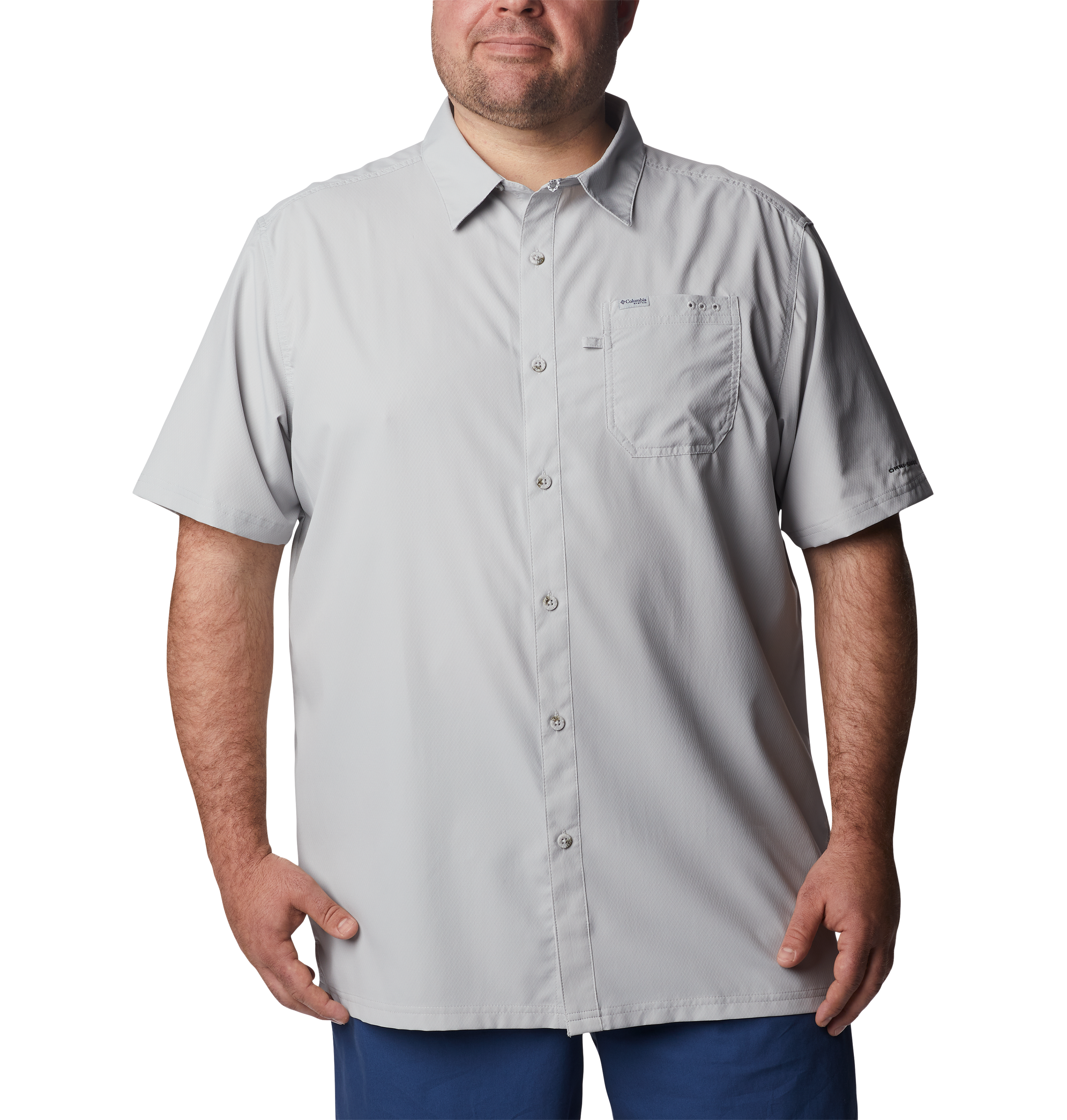 Image of Columbia PFG Slack Tide Camp Short-Sleeve Button-Down Shirt - Cool Grey - 3XLT