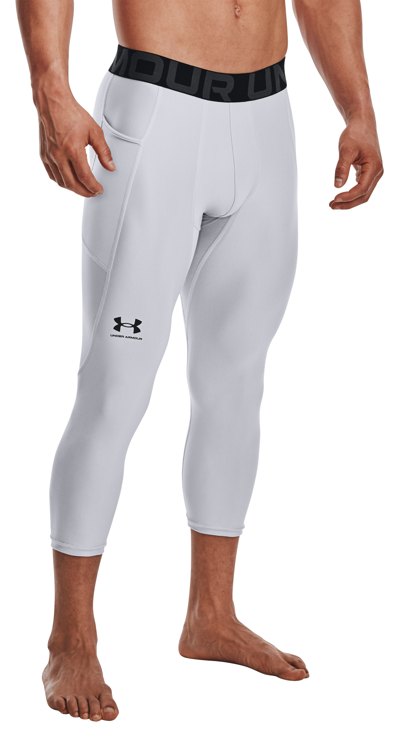 Image of Under Armour Heat Gear Armour Three-Quarter Leggings for Men - Mod Gray/Black - S