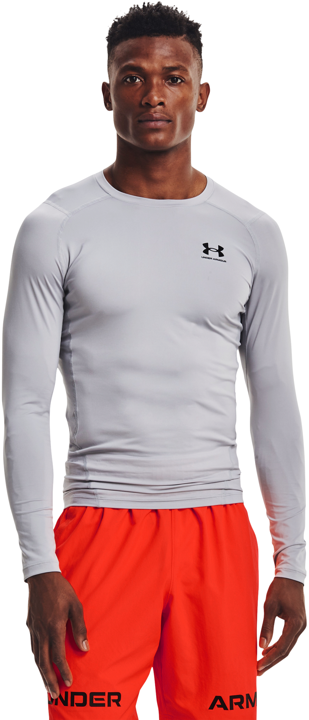 Image of Under Armour HeatGear Compression Long-Sleeve Shirt - Mod Gray/Black - L